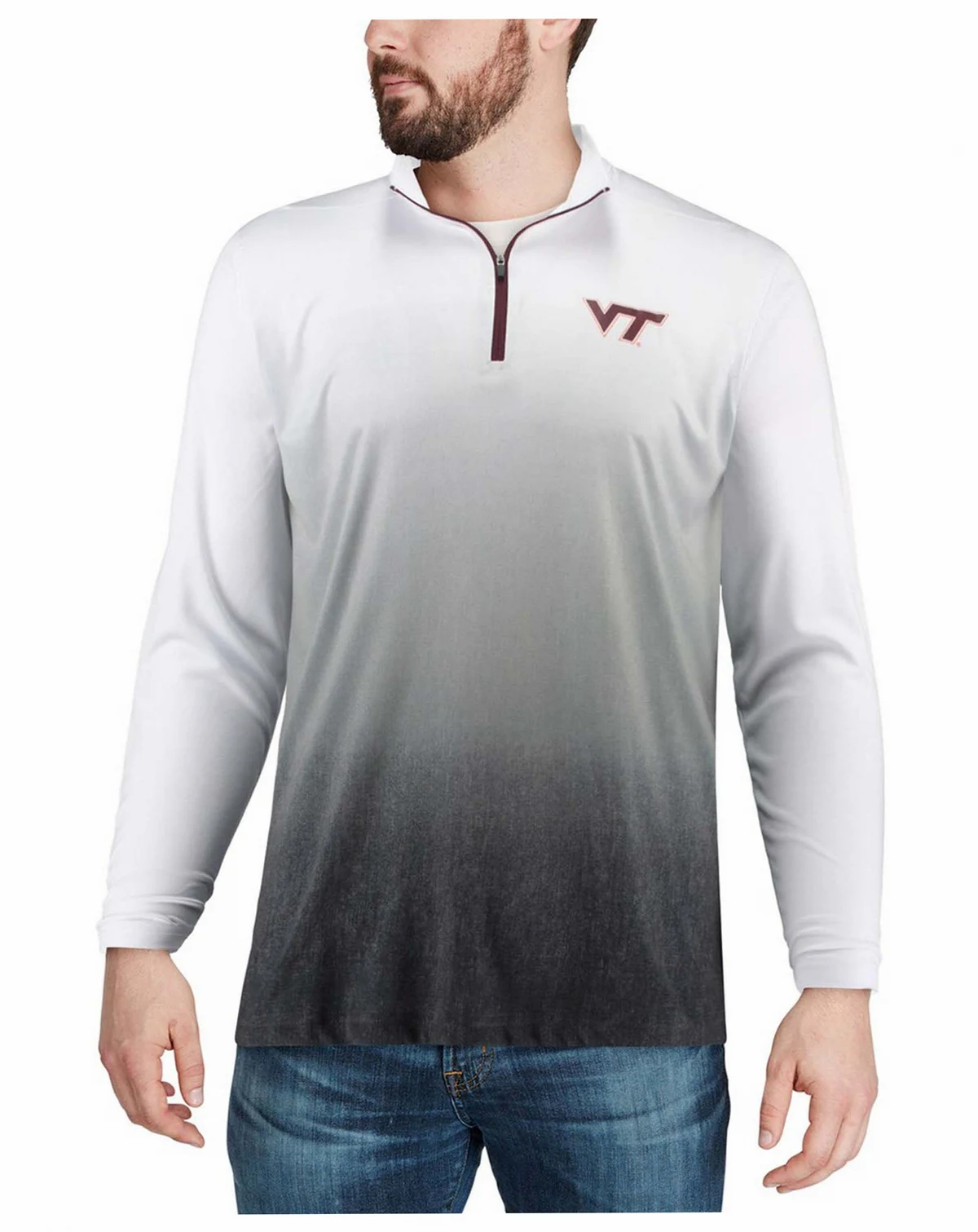 Men's Gray Virginia Tech Hokies Magic Team Logo Quarter-Zip Jacket