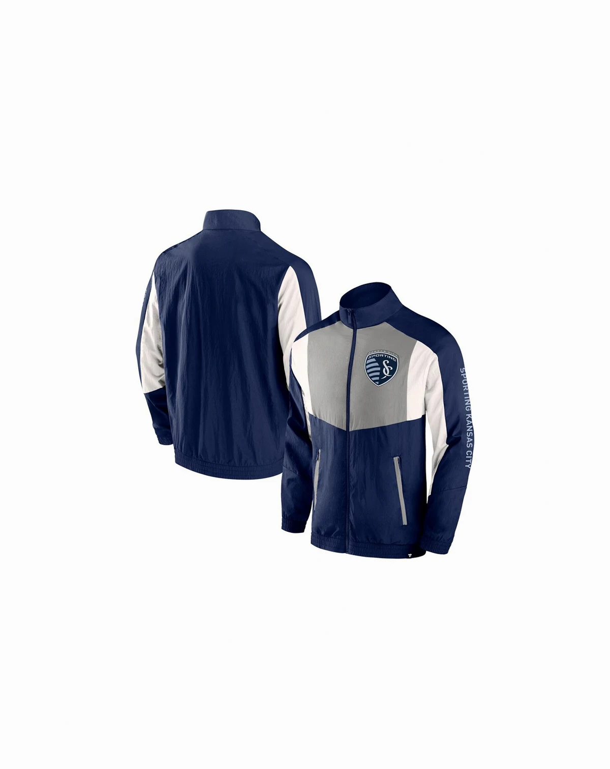 Men's Navy Sporting Kansas City Net Goal Raglan Full-Zip Track Jacket