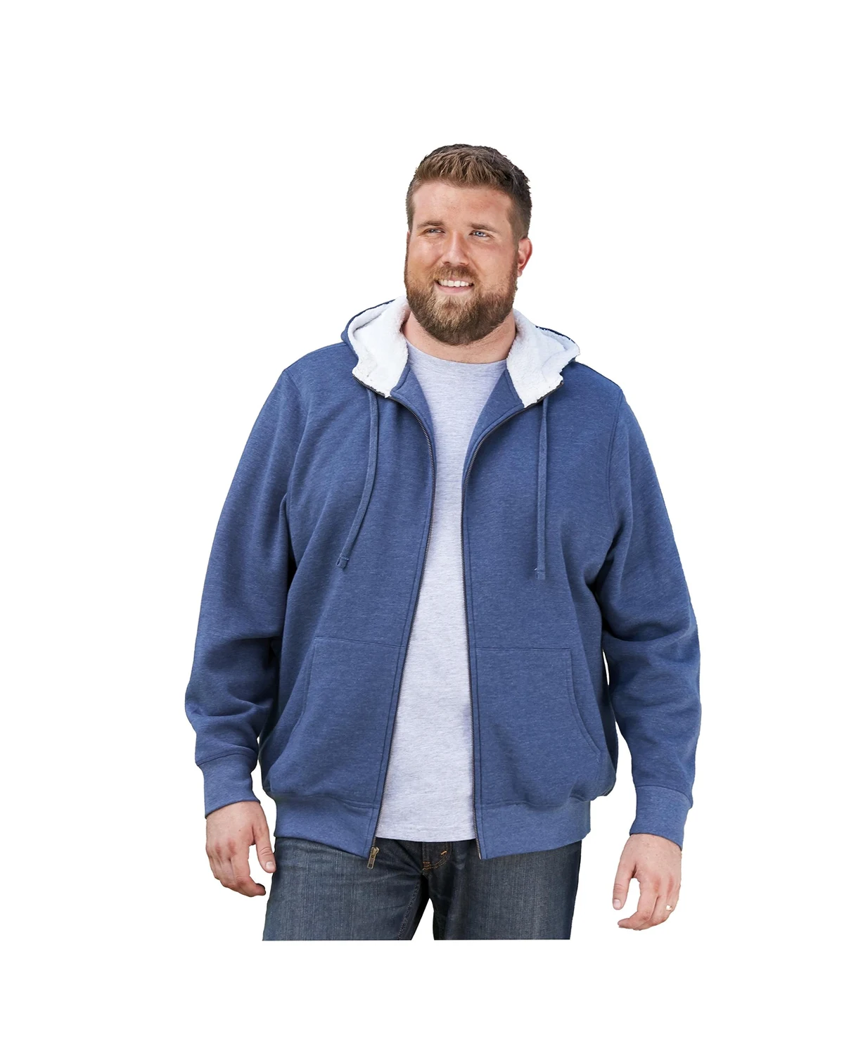 Big & Tall Sherpa-Lined Fleece Zip Hoodie