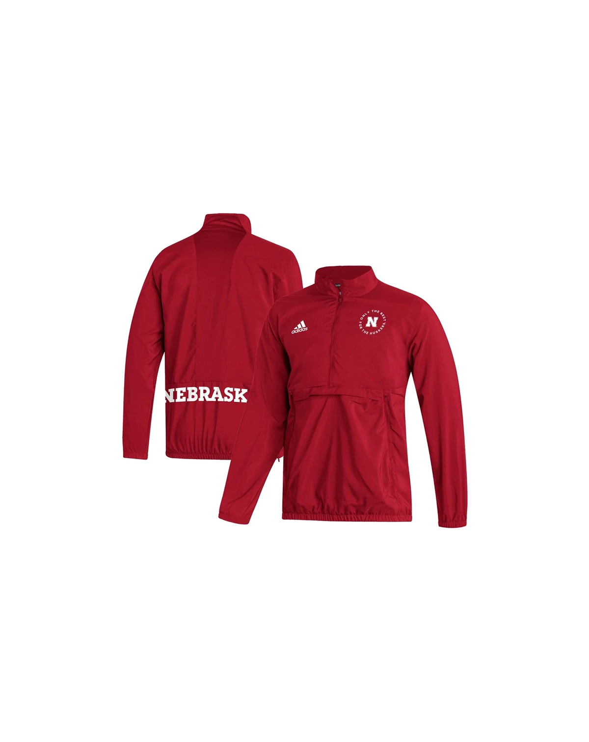 Men's Scarlet Nebraska Huskers AEROREADY Half-Zip Jacket