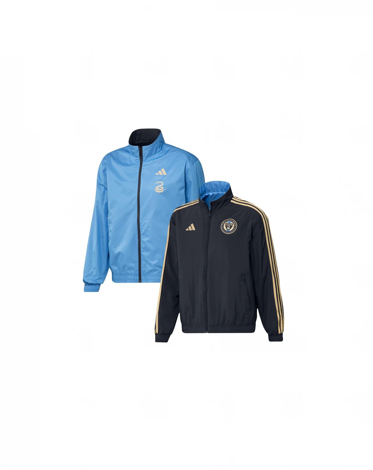 Men's Navy and Light Blue Philadelphia Union 2023 On-Field Anthem Full-Zip Reversible Team Jacket