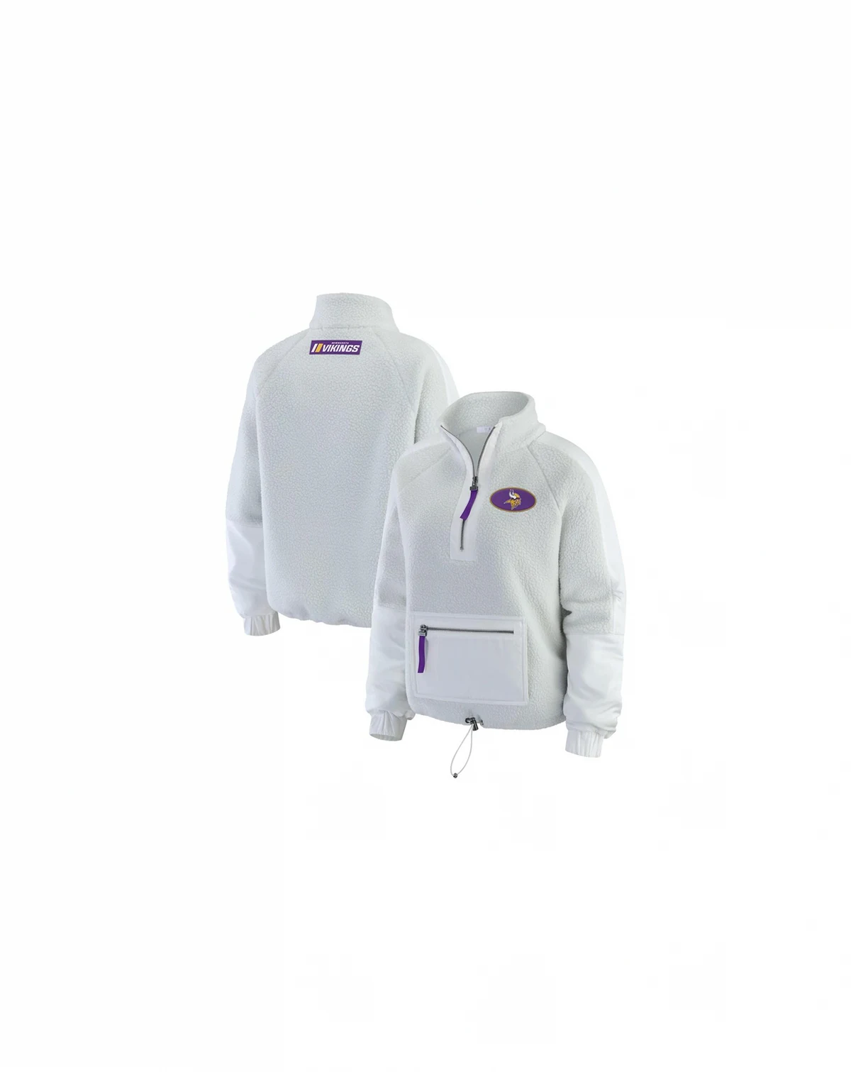Women's White Minnesota Vikings Polar Fleece Half-Zip Jacket