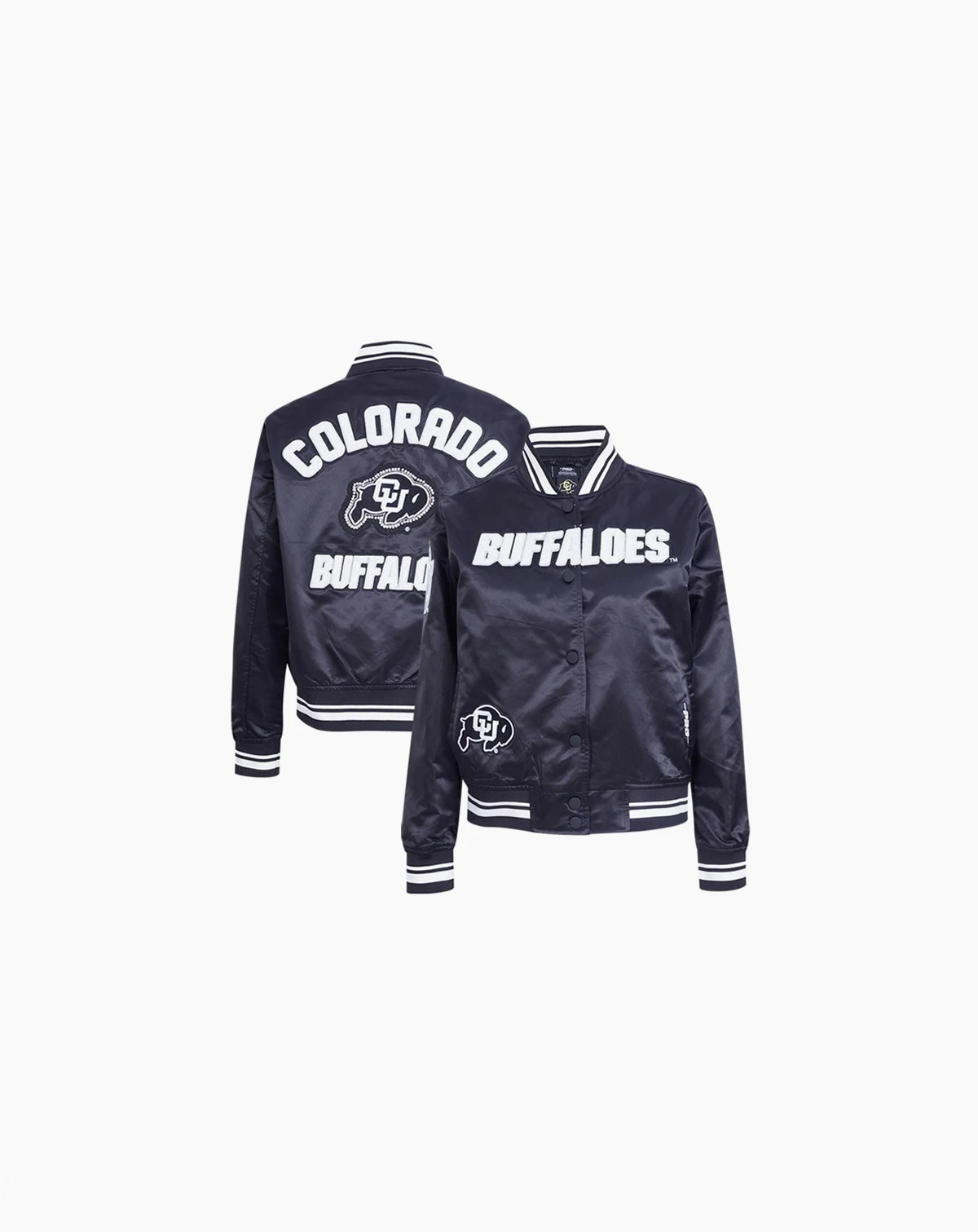 Women's Black Colorado Buffaloes Satin Cultivated Pearl Full-Snap Jacket