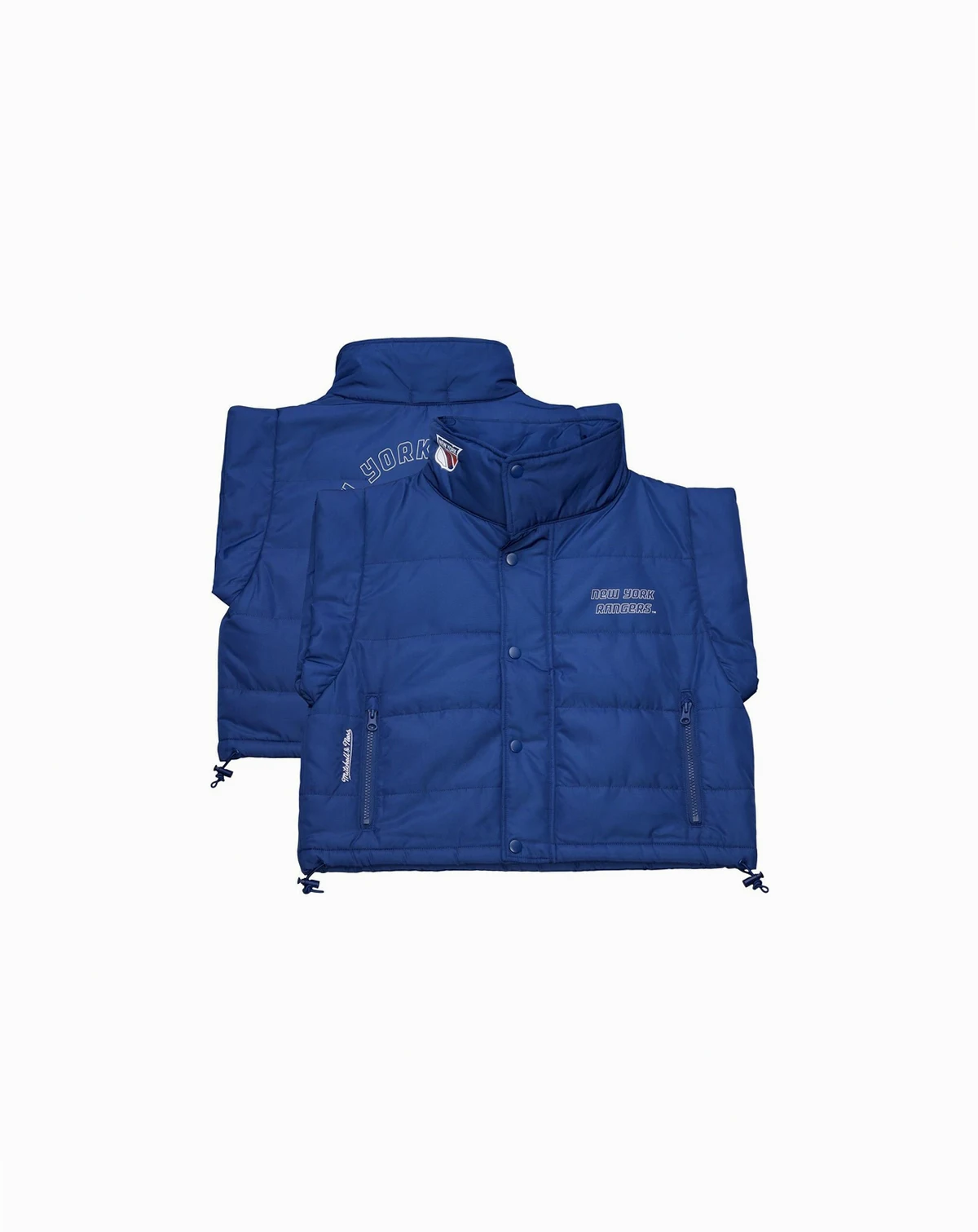 Women's Blue New York Rangers Cropped Full-Zip Puffer Vest
