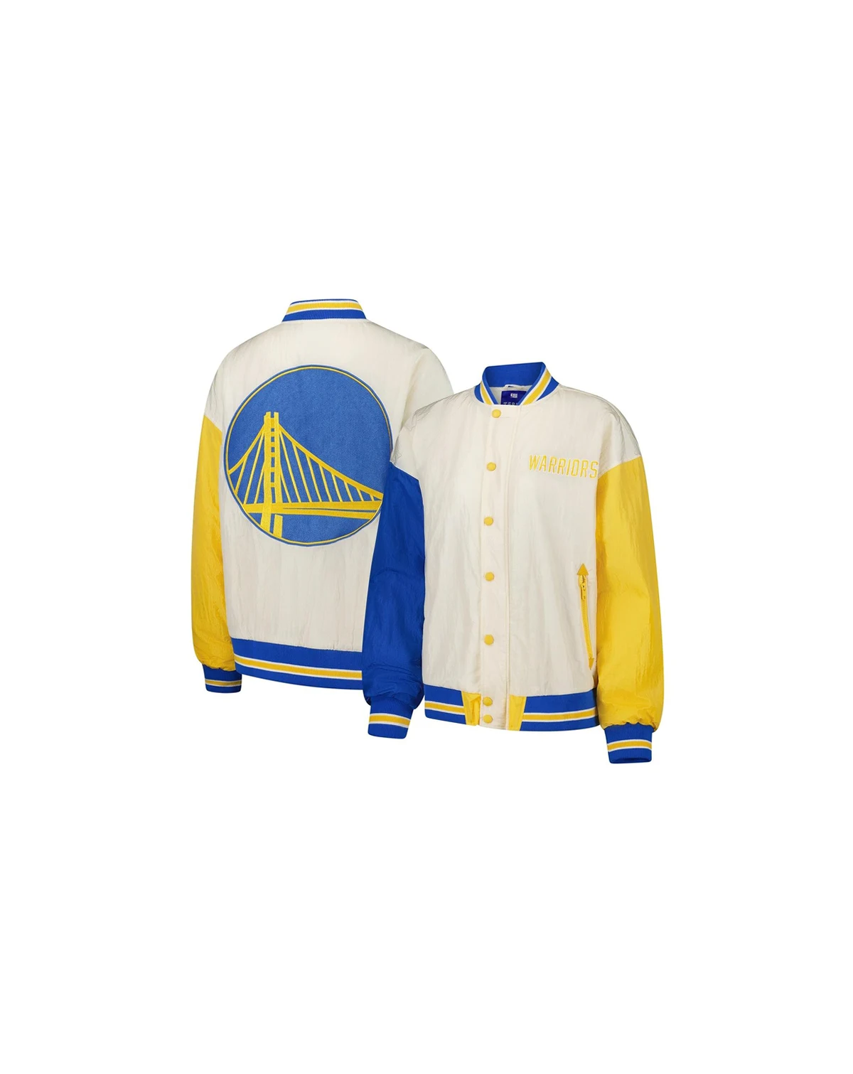 Women's White Golden State Warriors Full-Snap Bomber Jacket