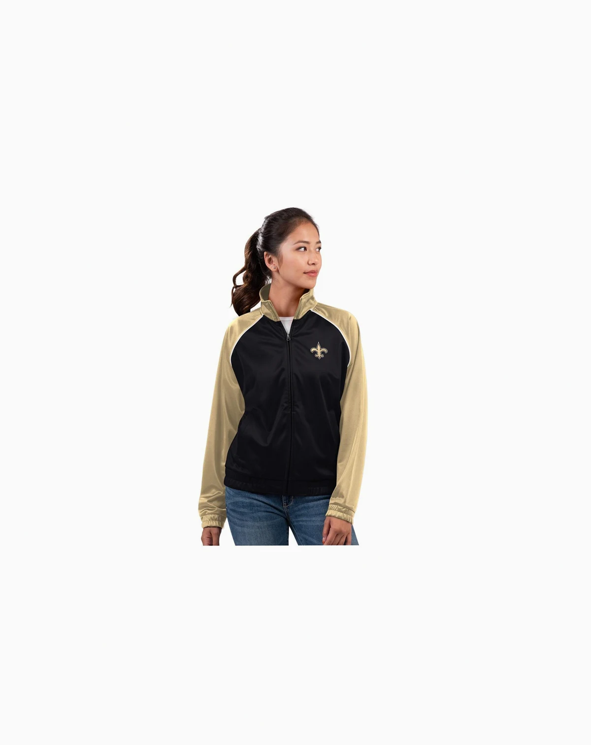 Women's Black New Orleans Saints Replay Full-Zip Track Jacket