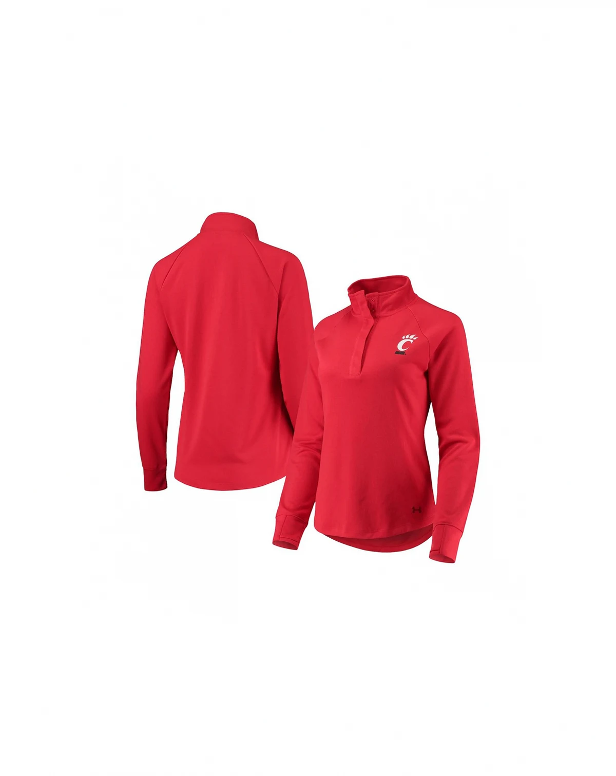 Women's Red Cincinnati Bearcats Double Knit Raglan Quarter-Snap Jacket