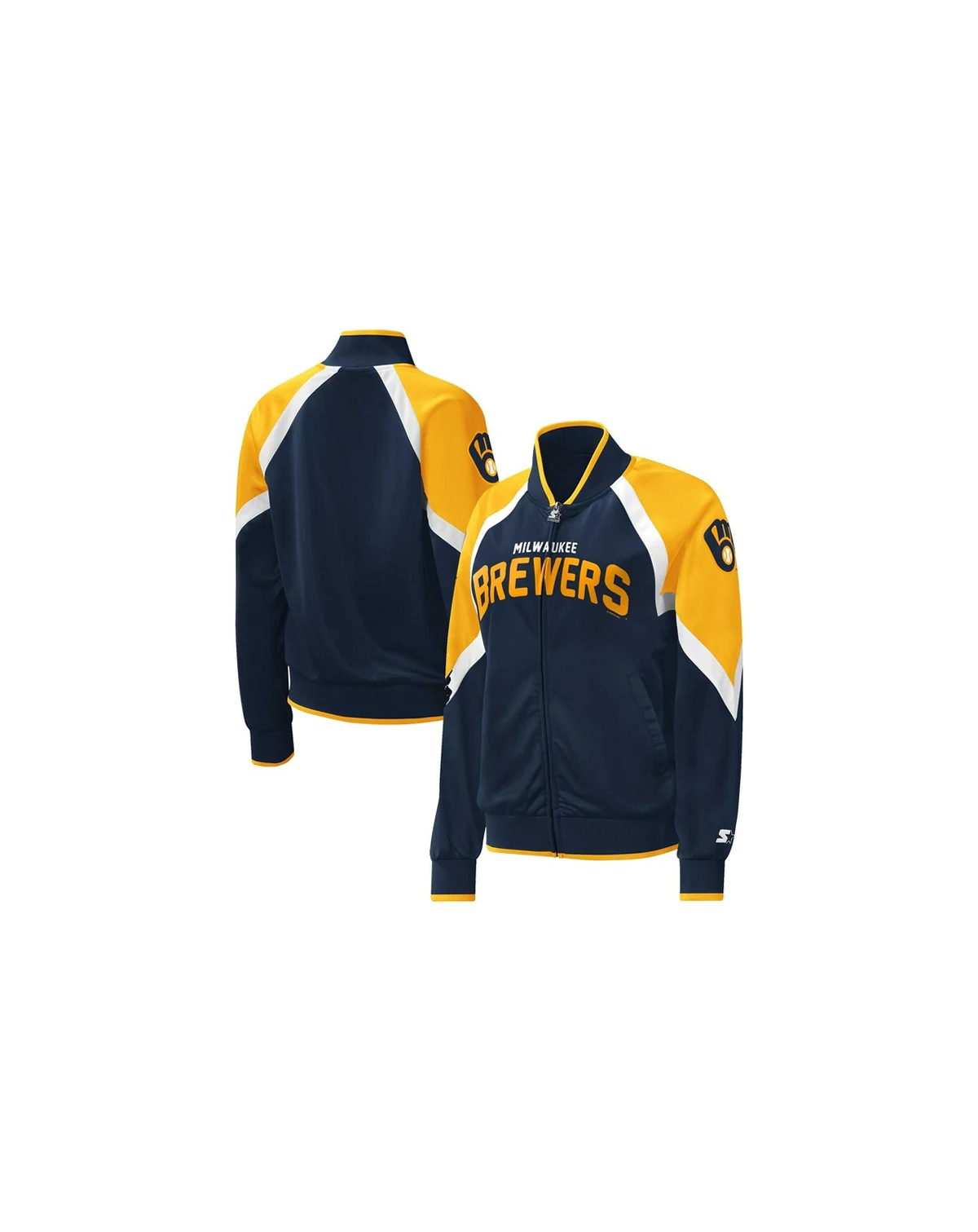 Women's Navy Milwaukee Brewers Touchdown Raglan Full-Zip Track Jacket