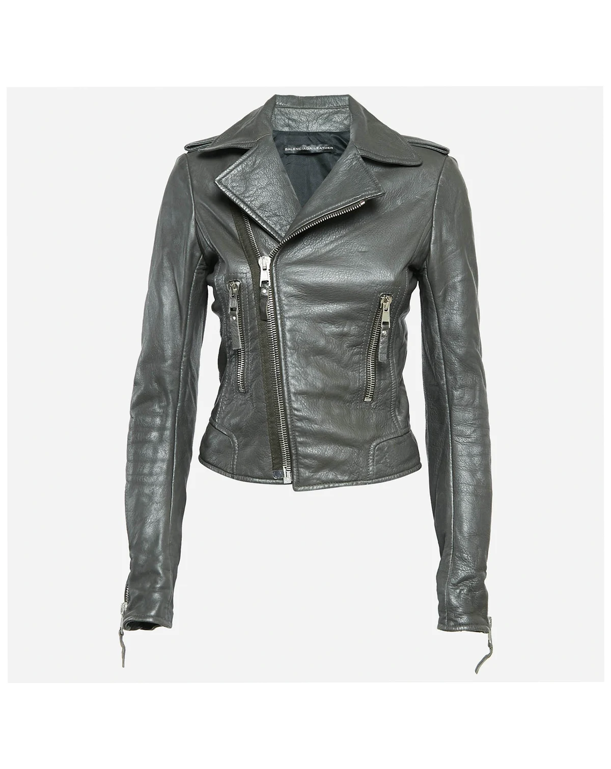 Women's Green Leather Biker Jacket