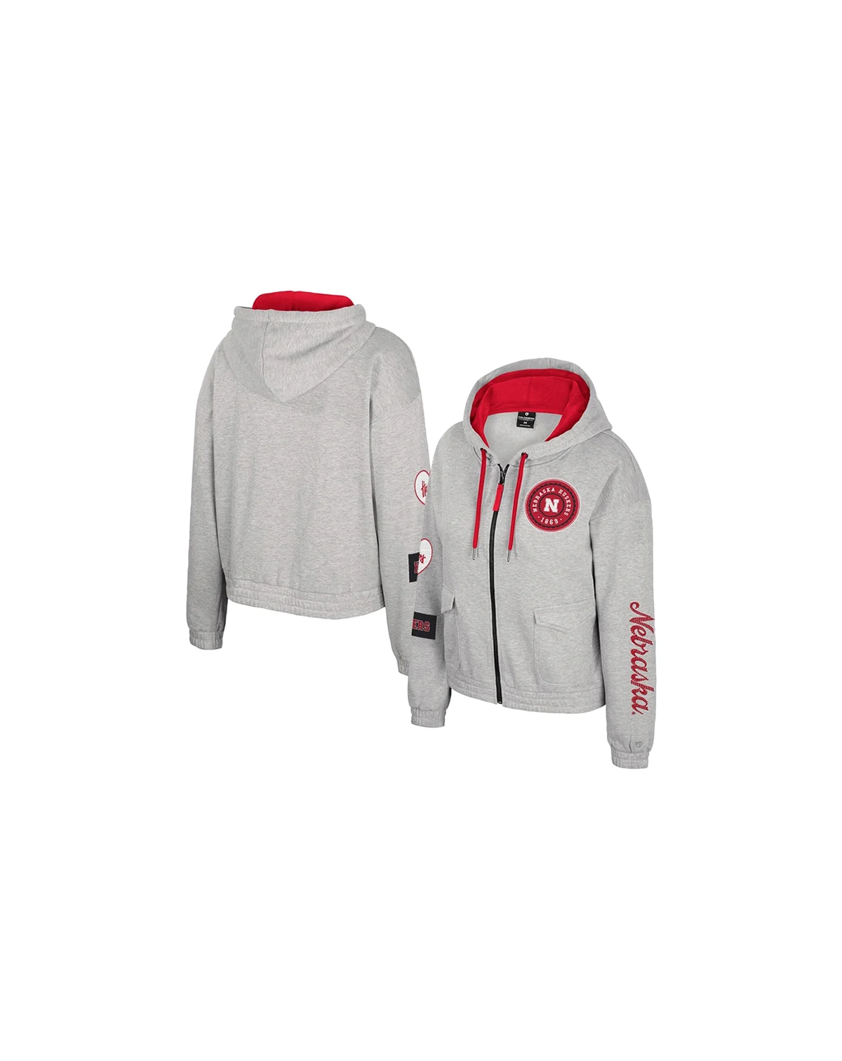Women's Gray Nebraska Huskers Alfie Full-Zip Hoodie Jacket