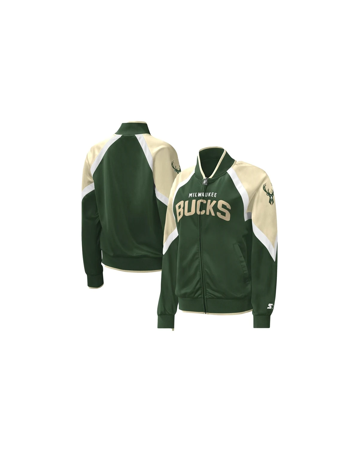 Women's Hunter Green Milwaukee Bucks Slam Dunk Raglan Full-Zip Track Jacket