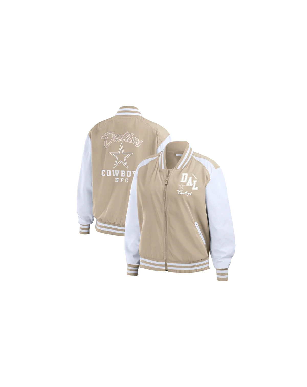Women's Tan Dallas Cowboys Tonal Full-Zip Bomber Jacket Tonal Full-Zip Bomber Jacket