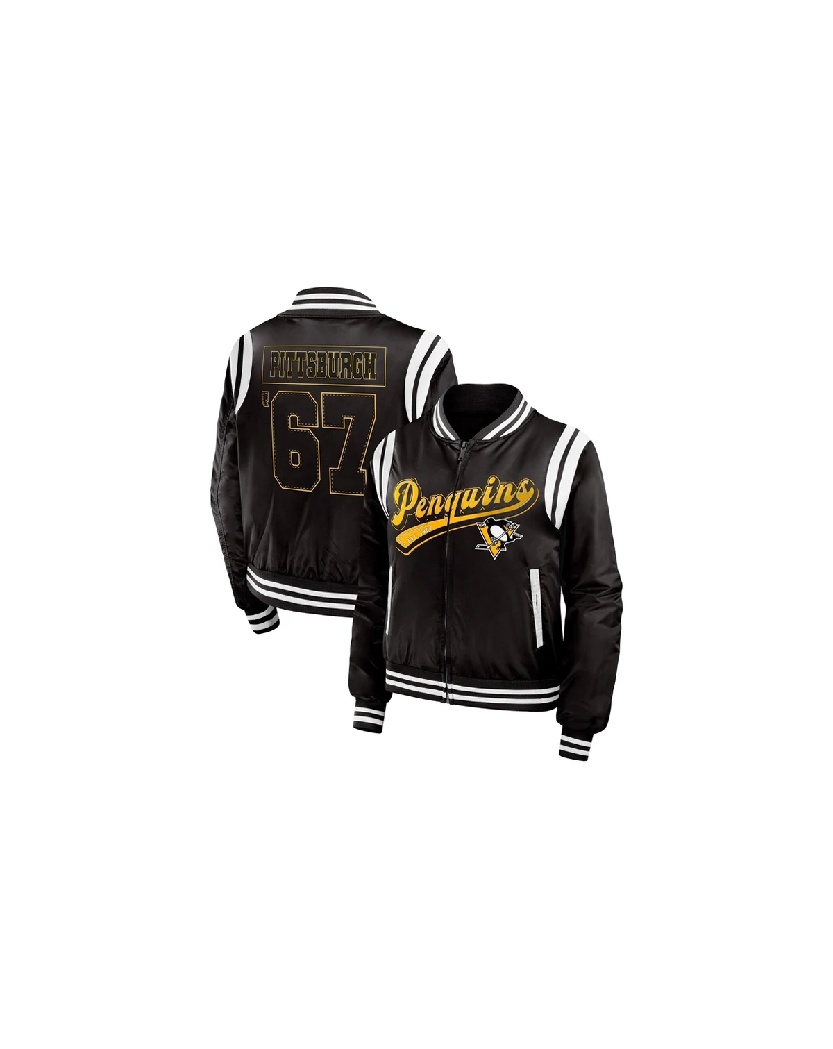 Women's Black Pittsburgh Penguins Baller Full-Zip Bomber Jacket