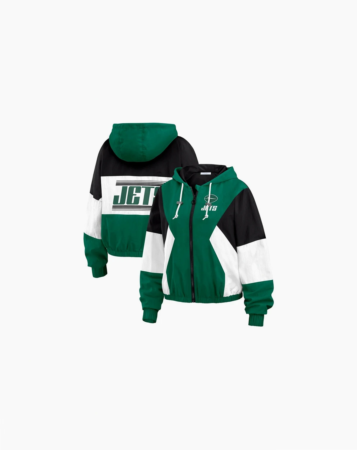 Women's Green New York Jets Color Block Full-Zip Windbreaker Jacket