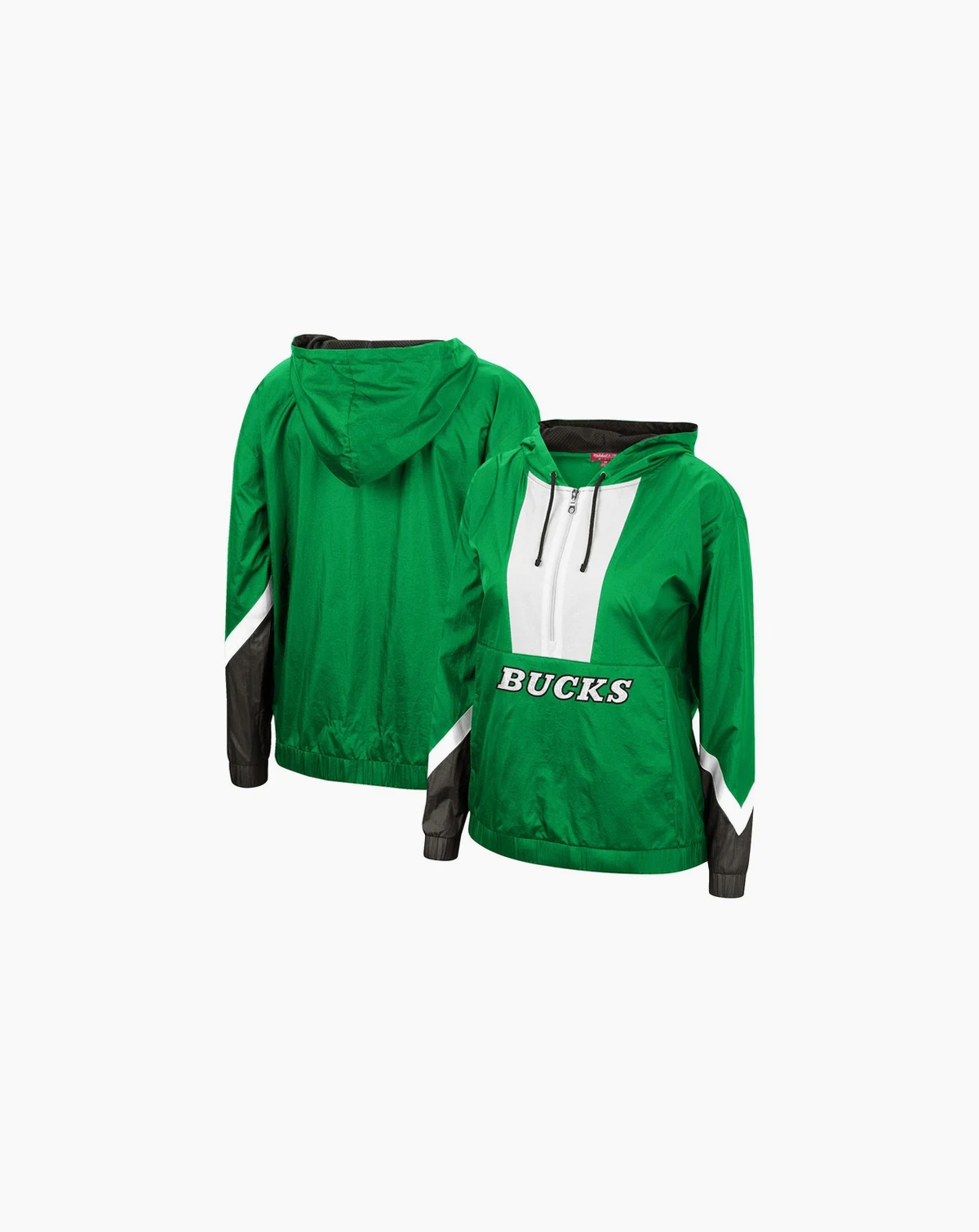 Women's Green Milwaukee Bucks Half-Zip Windbreaker 2.0 Hoodie Jacket