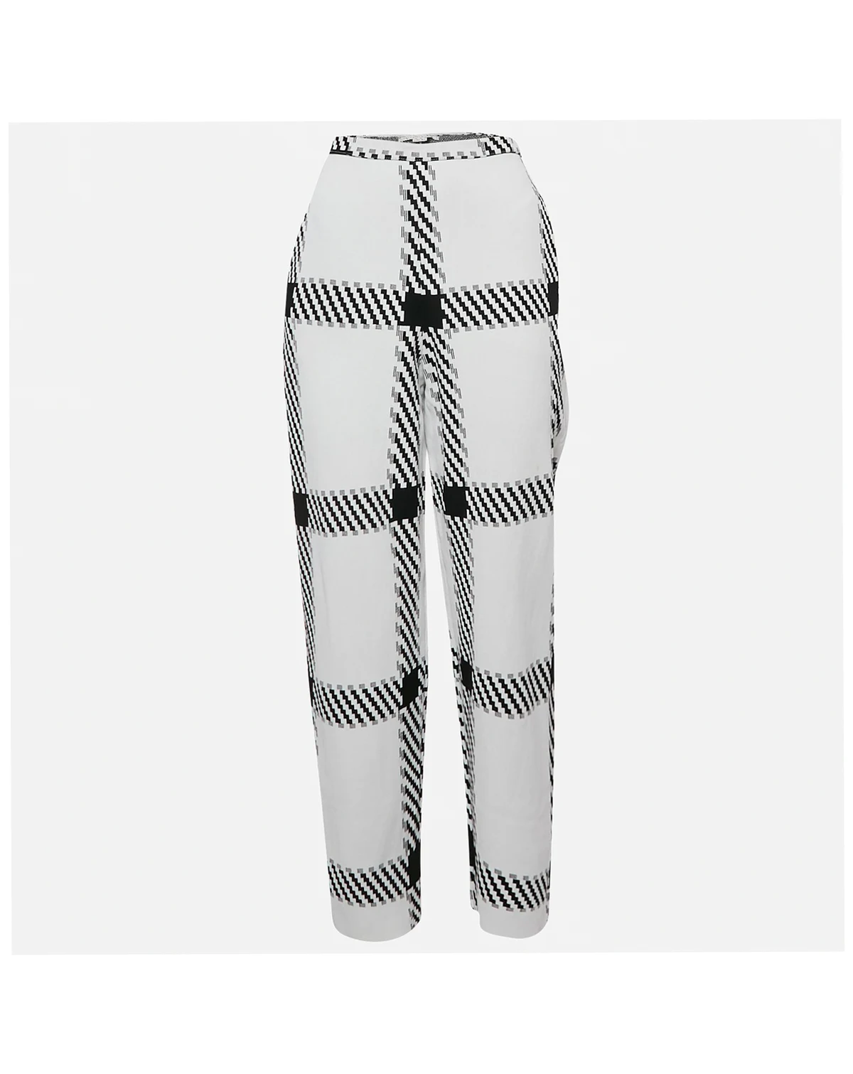 Women's White Plaid Knit Trousers