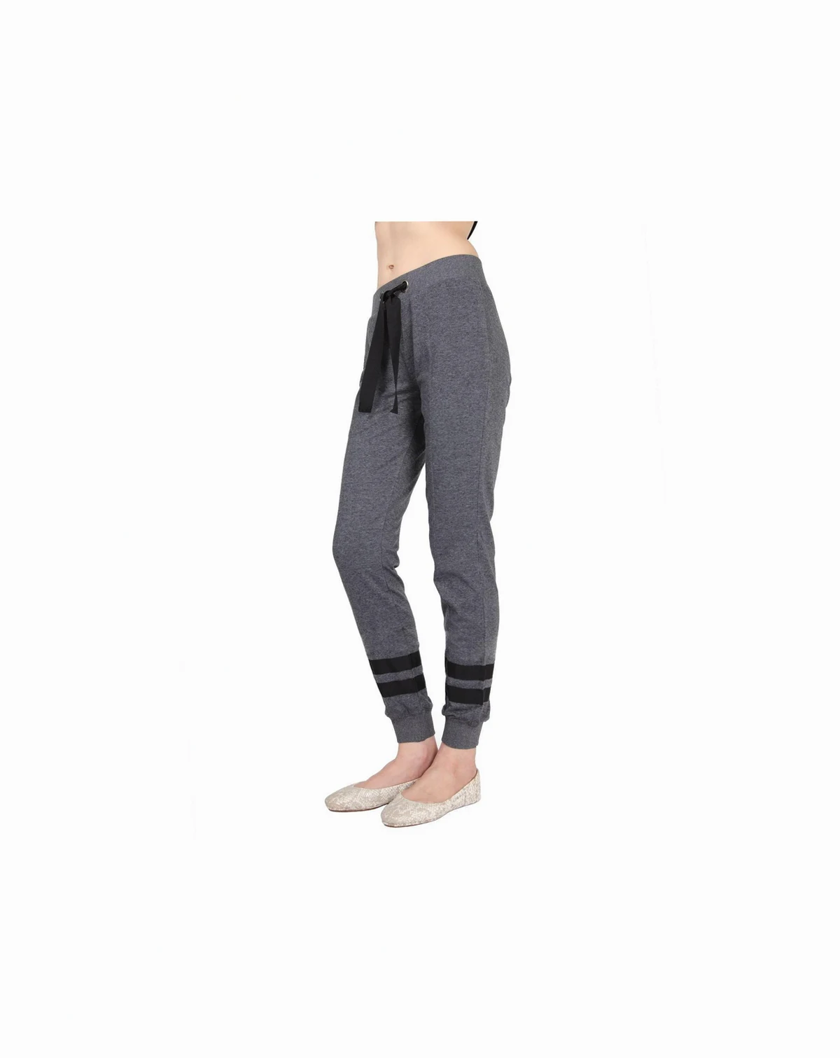 Women's Cotton Blend Jogger Pants with Contrast Ribbon Stripes