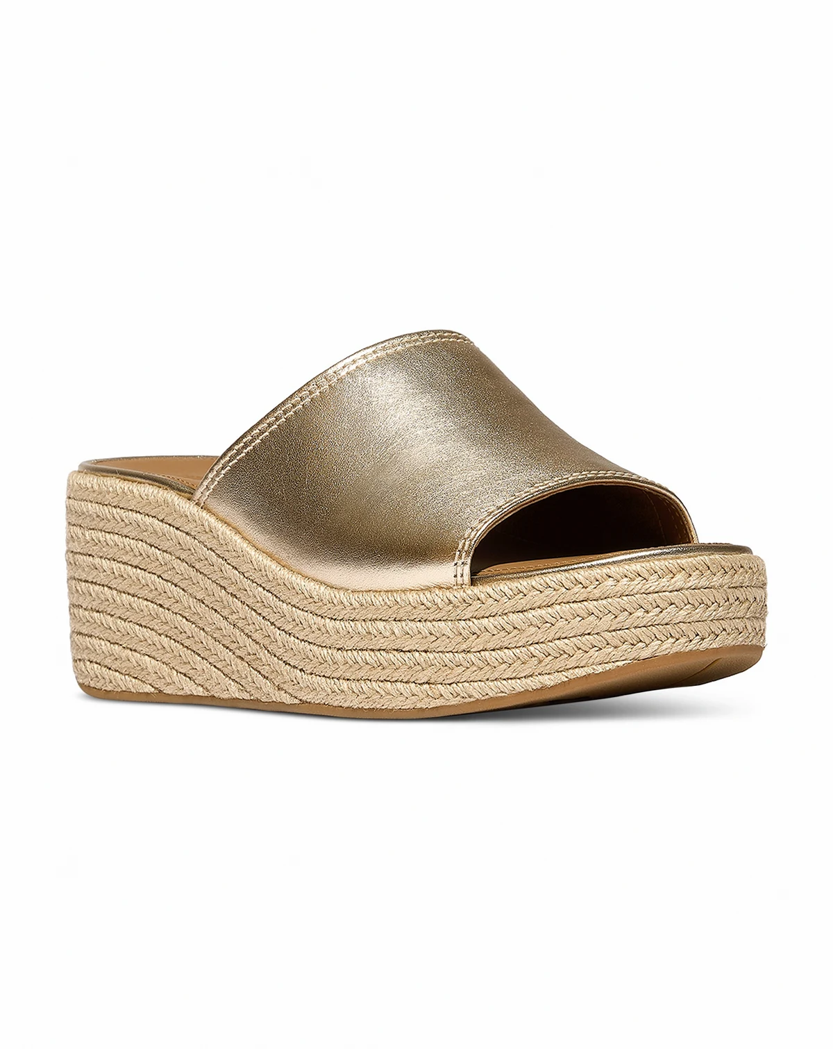 Women's Platfforms Espadrille Leather Wedge Slides