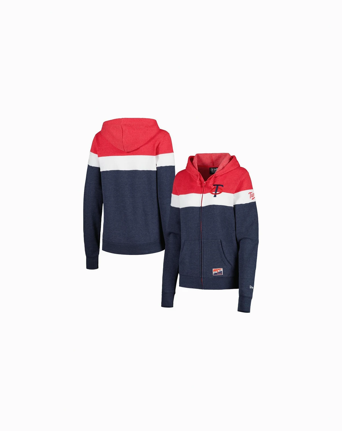 Women's Heather Navy Minnesota Twins Colorblock Full-Zip Hoodie Jacket
