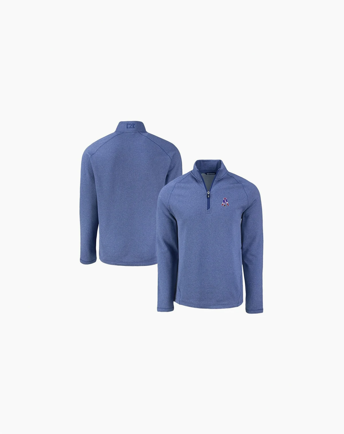 Men's Heather Royal New England Patriots Peshastin Eco Fleece Tri-Blend Raglan Quarter-Zip Jacket