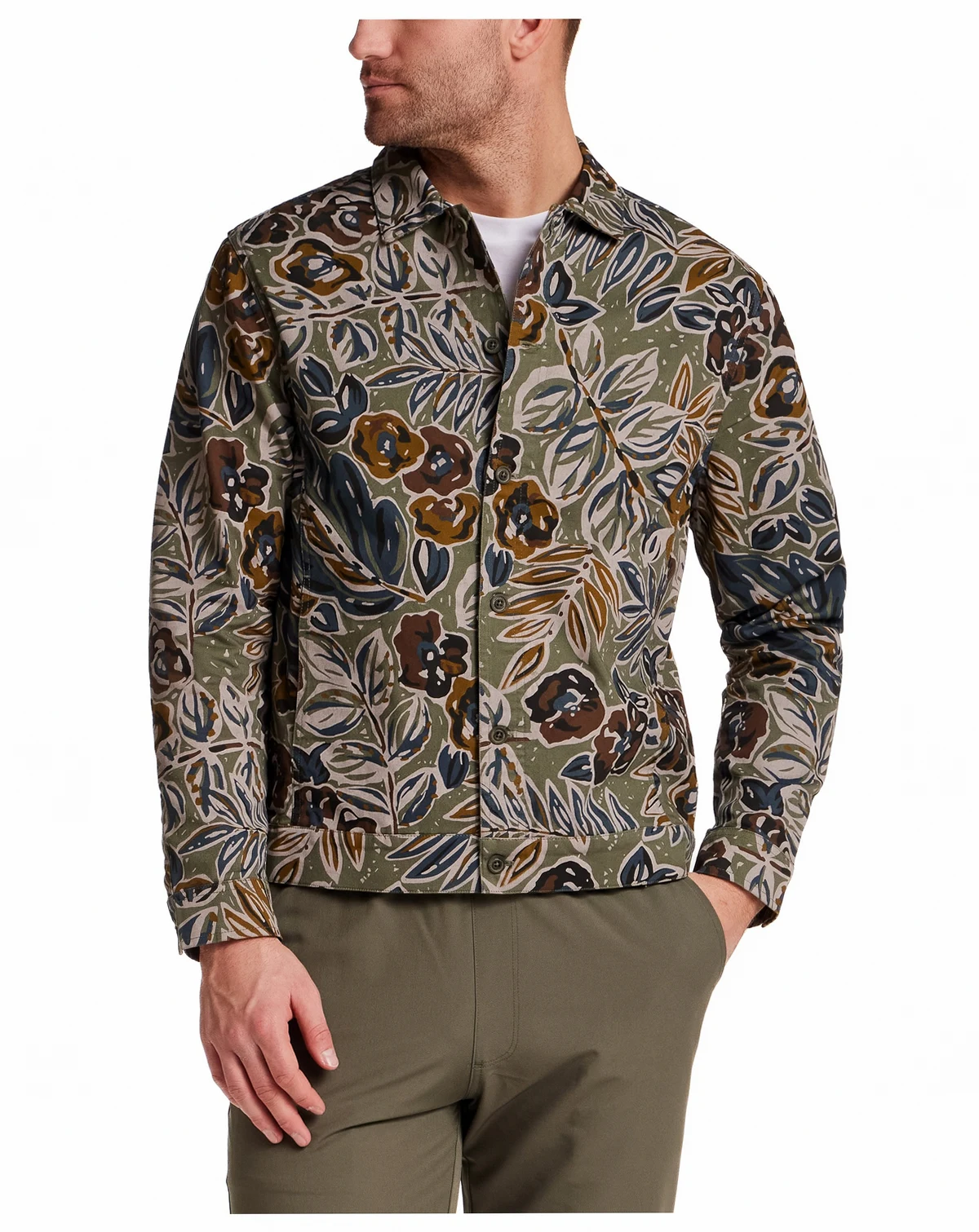 Men's Floral Twill Trucker Jacket