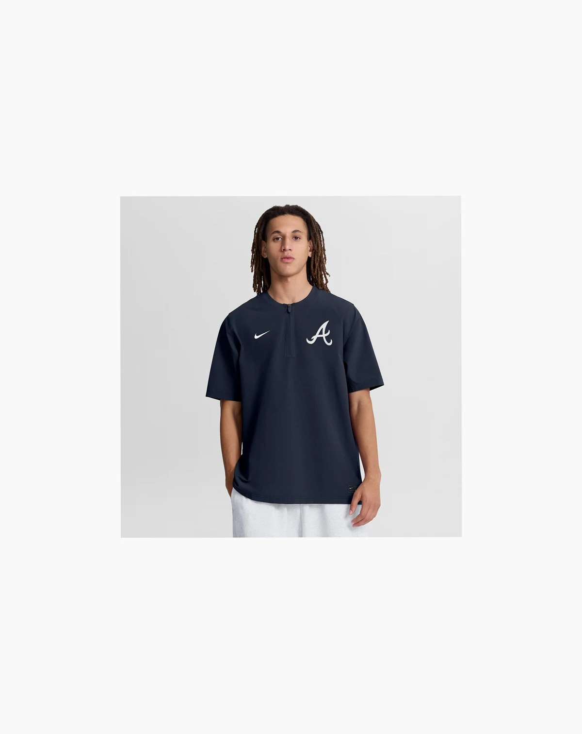 Men's Navy Atlanta Braves Authentic Collection Dri-FIT Quarter-Zip Windshirt