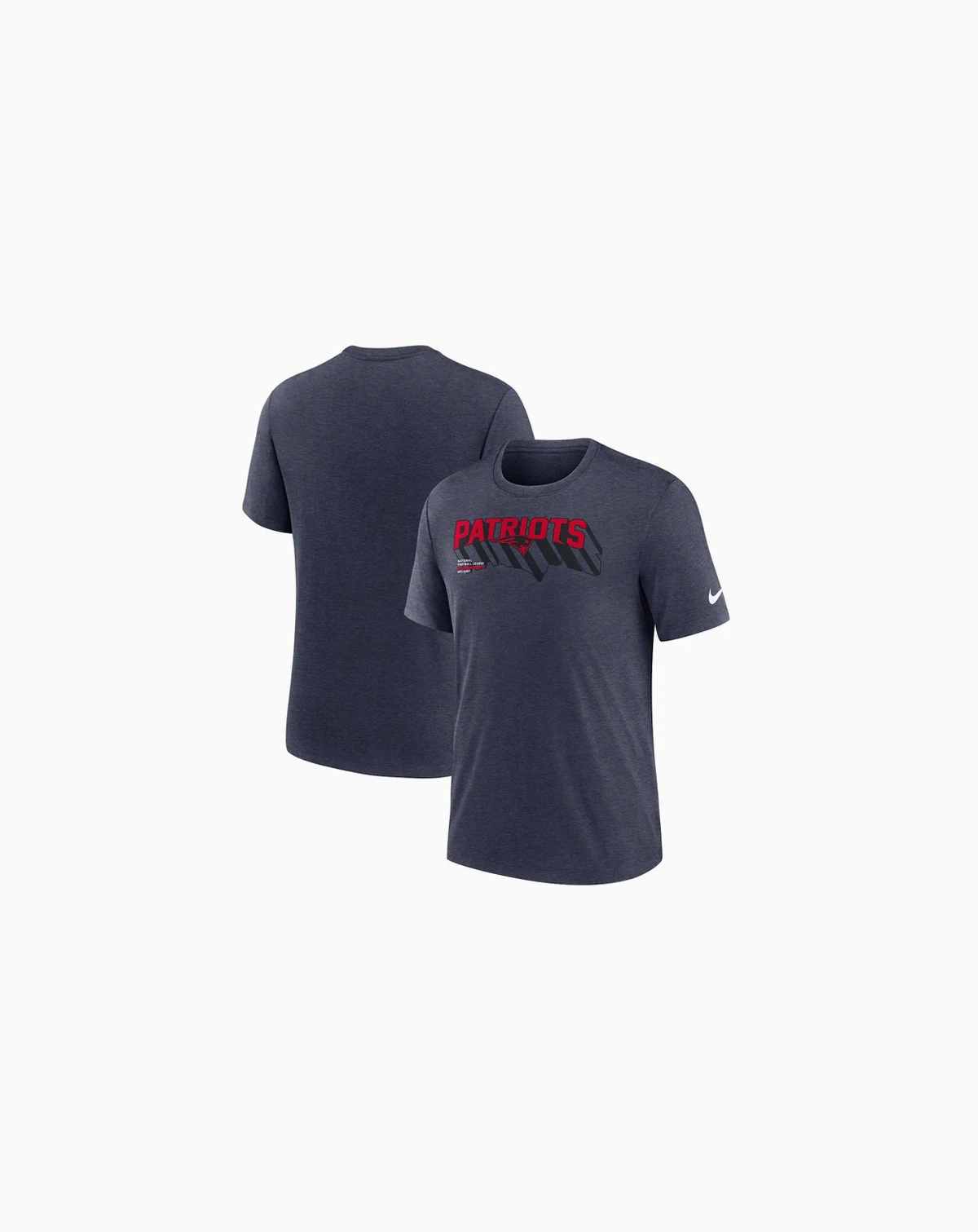 Men's Heather Navy New England Patriots Long Pass Tri-Blend T-Shirt