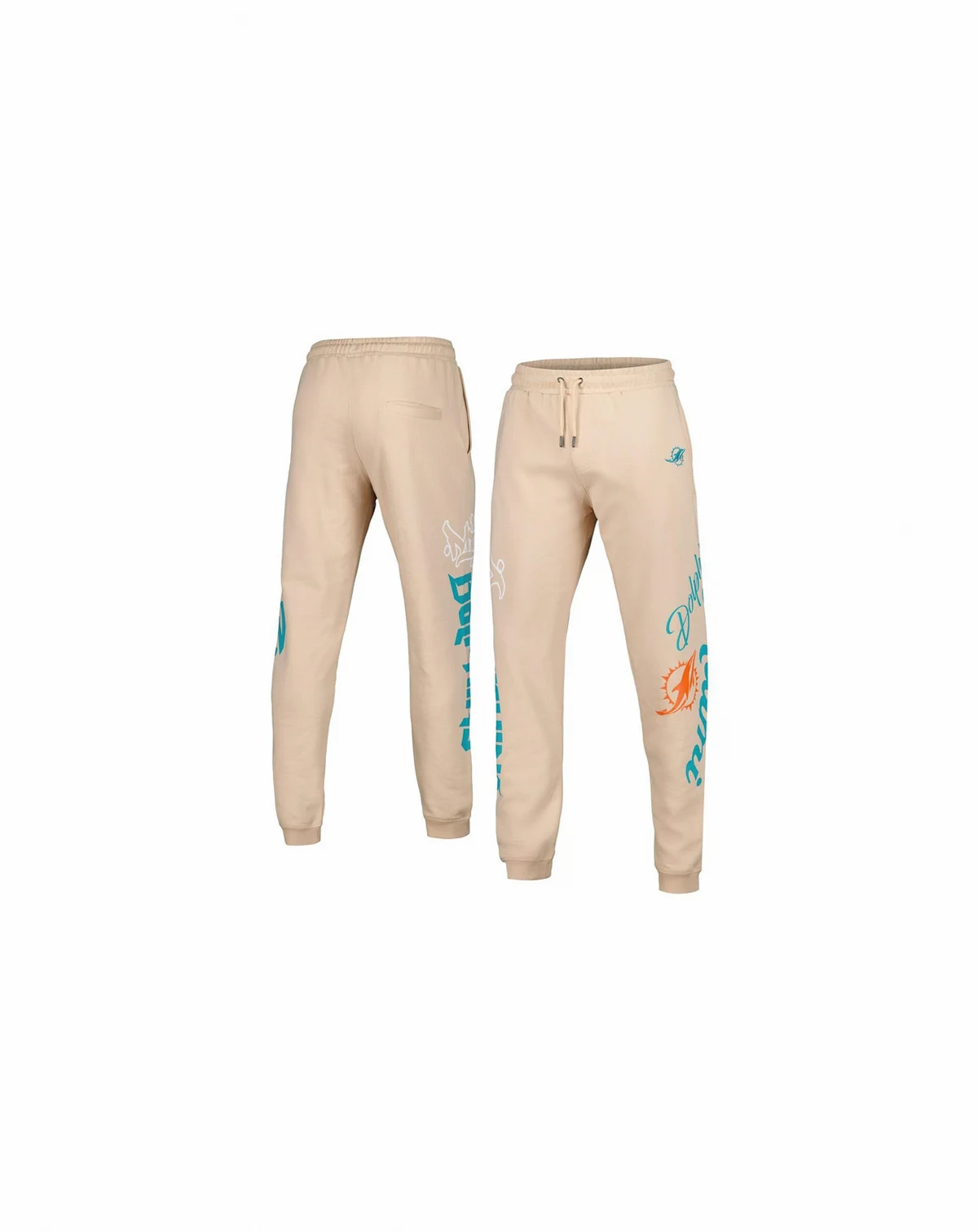 Men's and Women's Cream Miami Dolphins Heavy Block Graphic Jogger Pants