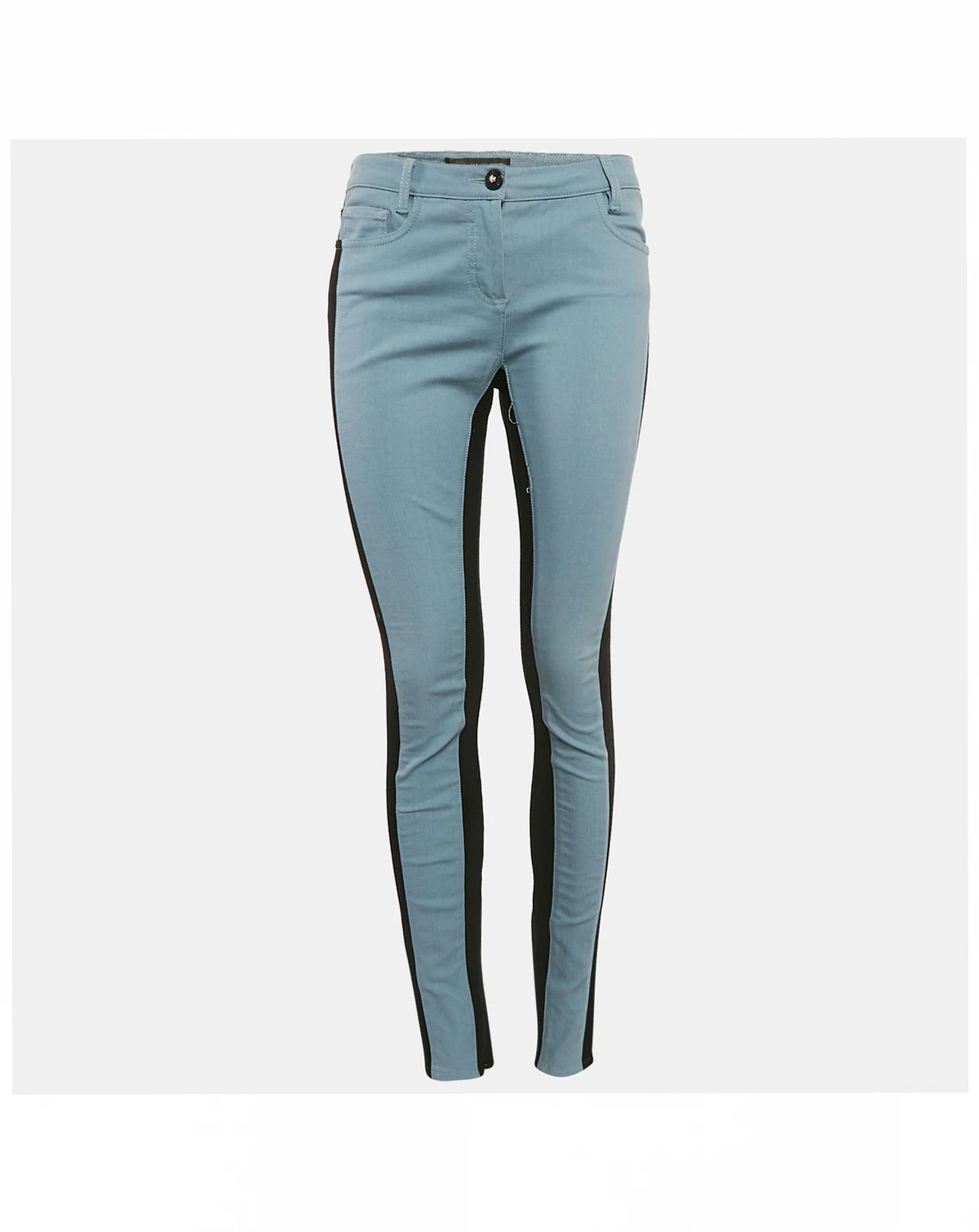 Women's Blue/black Denim And Cotton Skinny Jeans