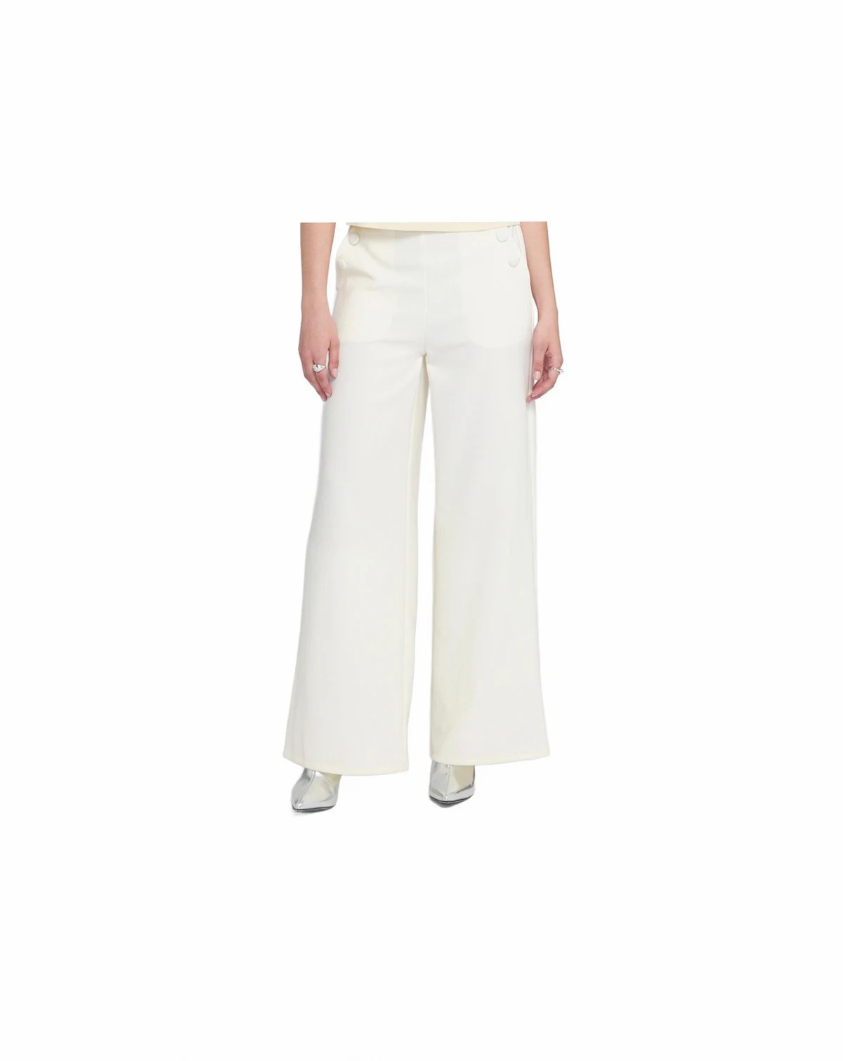Women's Wide Leg Trouser with Self-Covered Buttons – Pants
