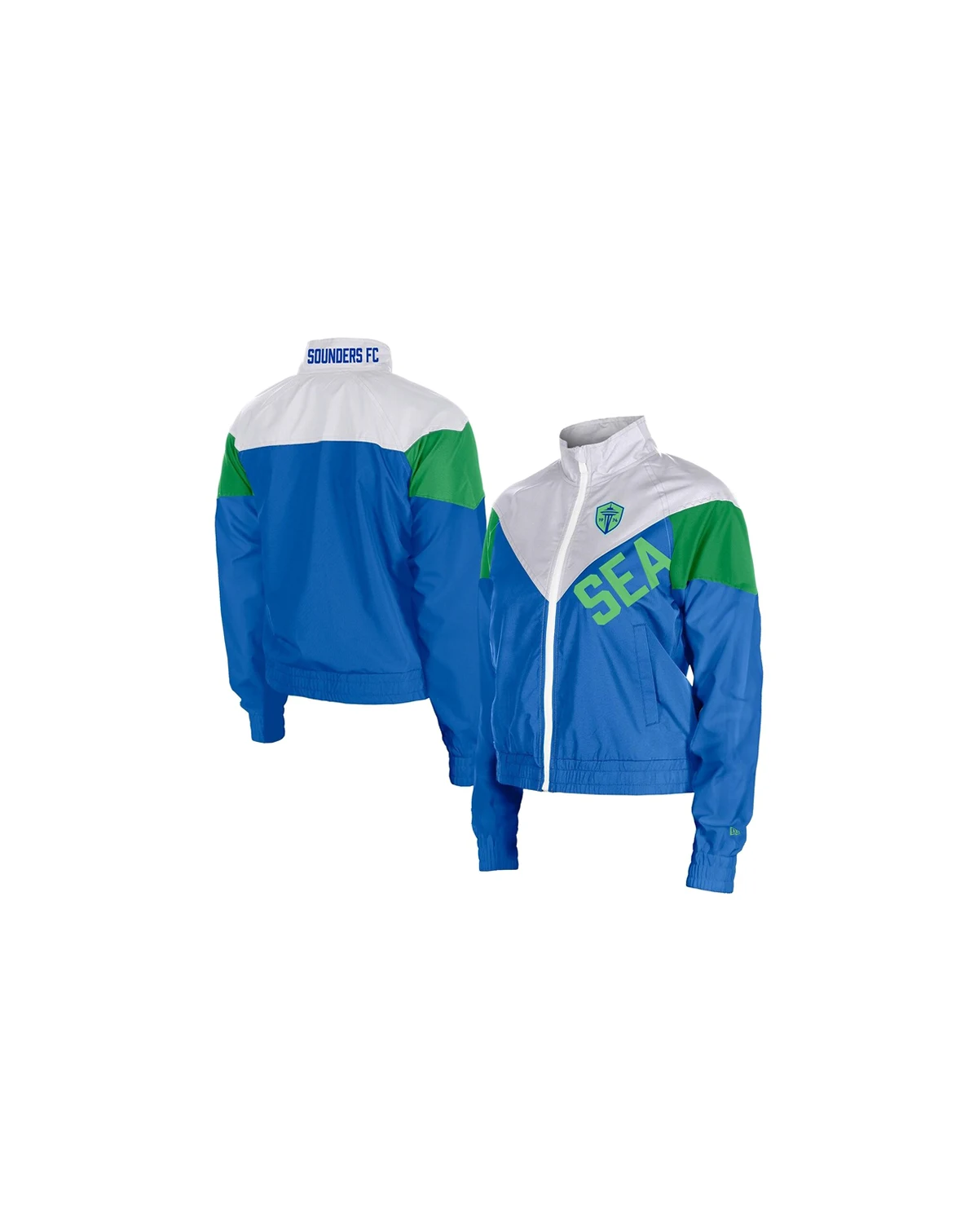 5th Ocean by Women's Blue Seattle Sounders FC Leisure Cropped Full-Zip Windbreaker Jacket