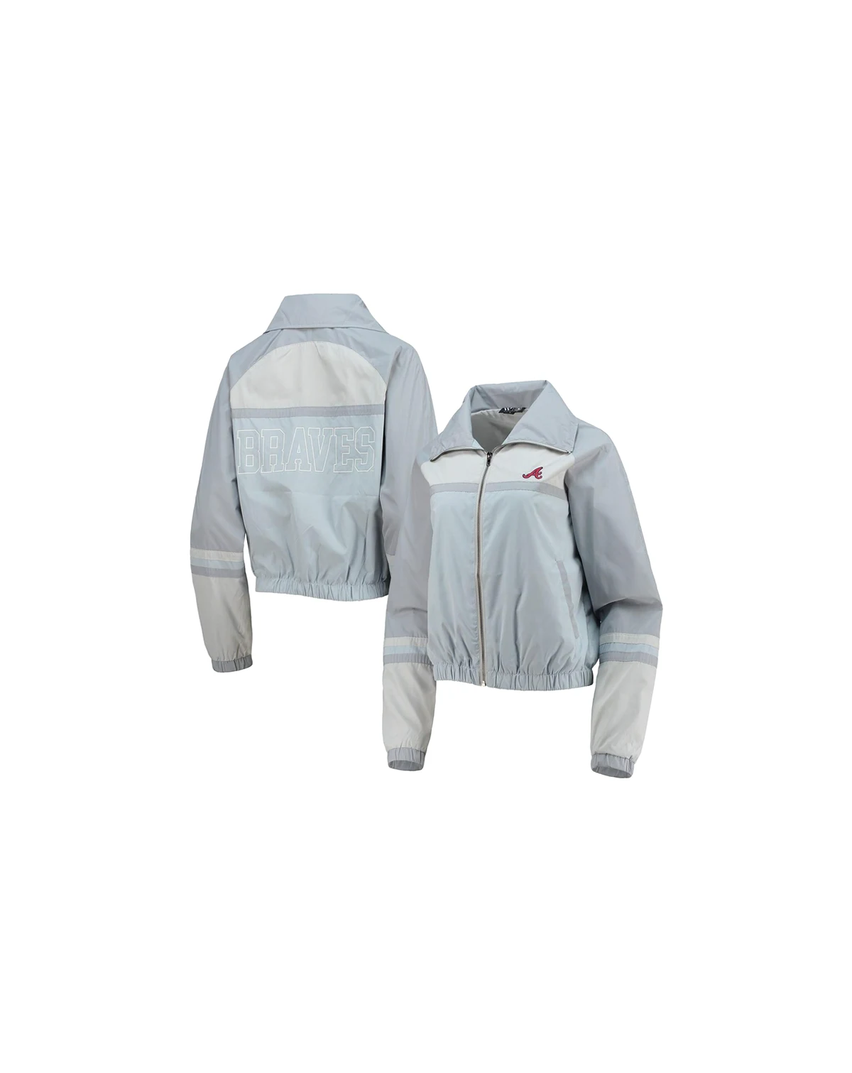 Women's Light Blue Atlanta Braves Colorblock Track Raglan Full-Zip Jacket