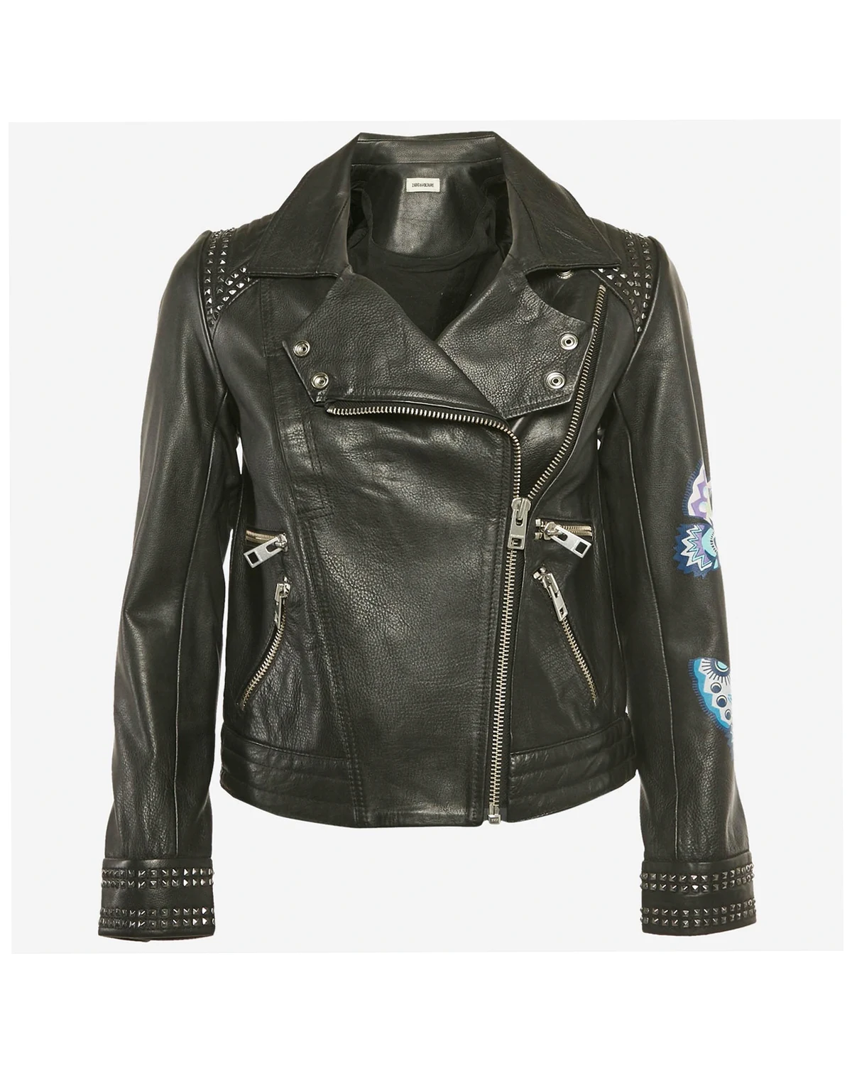 Women's Black Studded Leather Kawai Biker Jacket