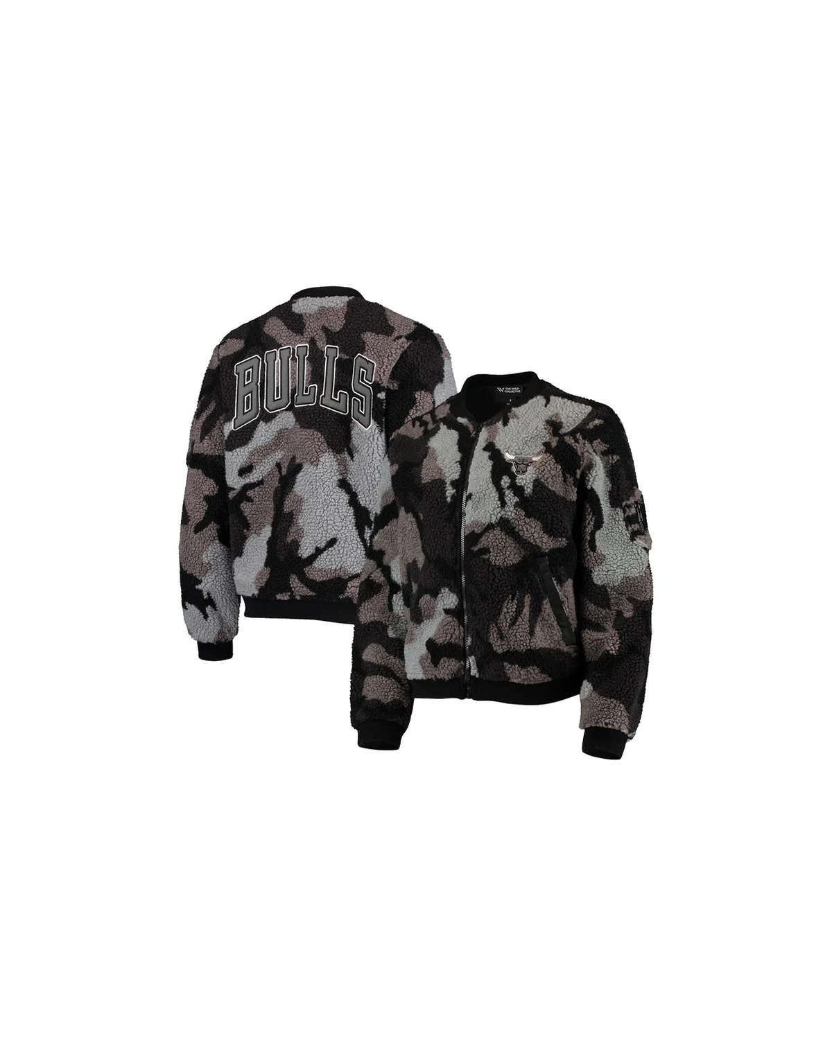Women's Black Chicago Bulls Camo Sherpa Full-Zip Bomber Jacket