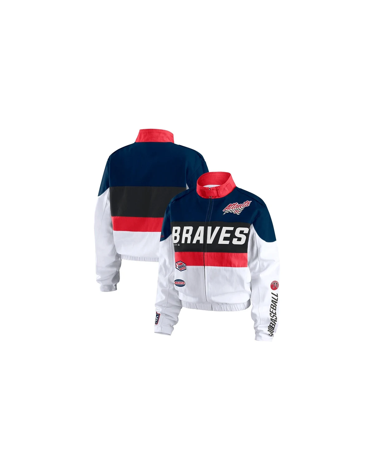 Women's Navy/White Atlanta Braves Racing Full-Zip Jacket