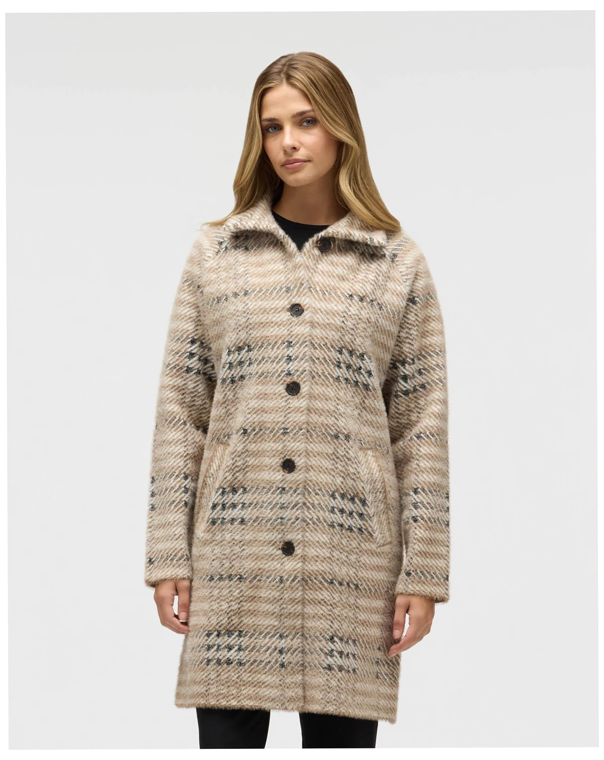 Women's Knee Length Patterned Eyelash Coatigan