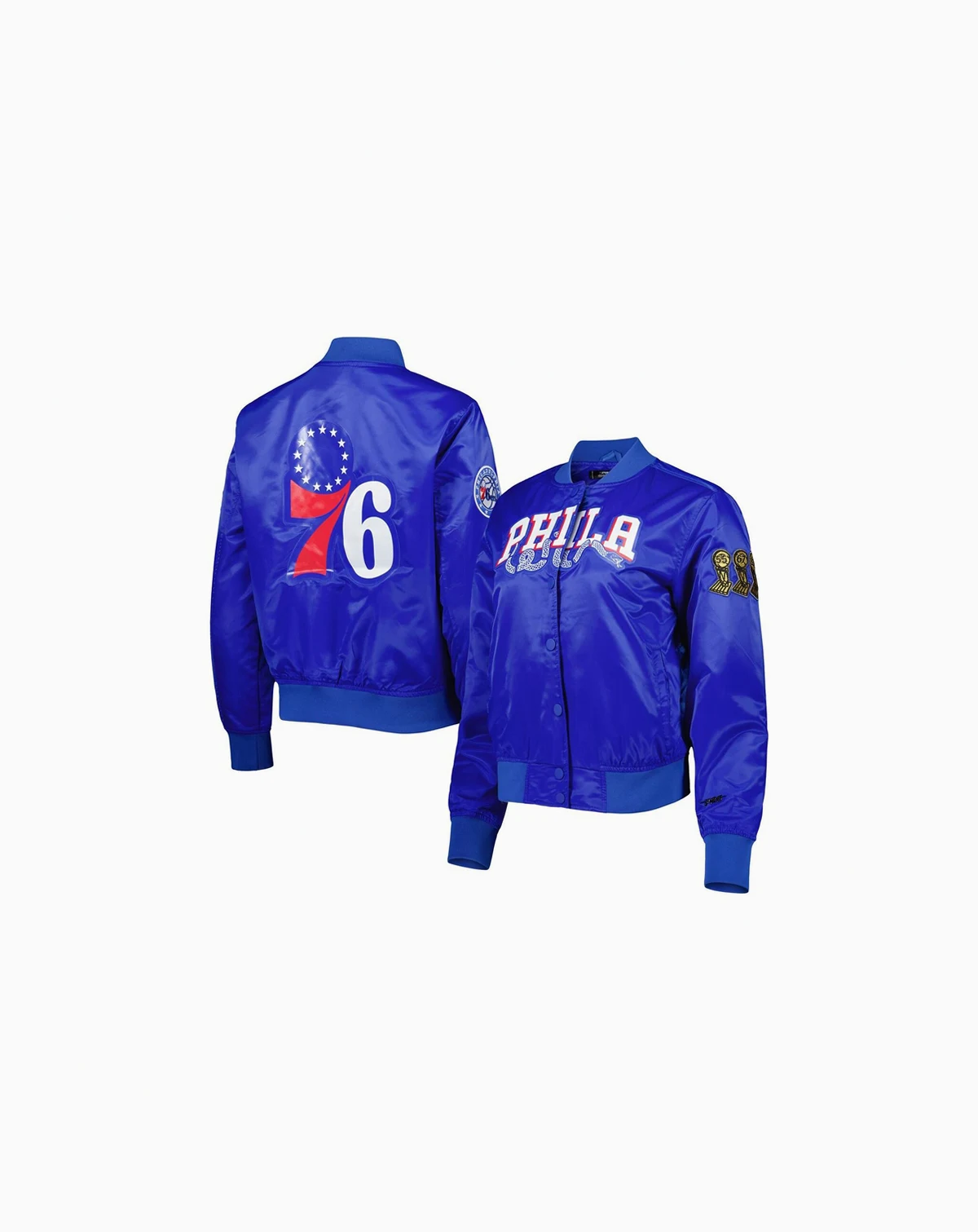 Women's Royal Philadelphia 76ers Classics Satin Full-Snap Jacket