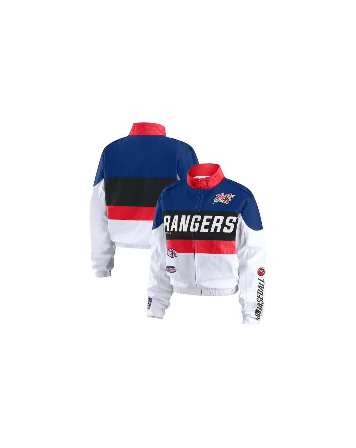 Women's Navy/White Texas Rangers Racing Full-Zip Jacket