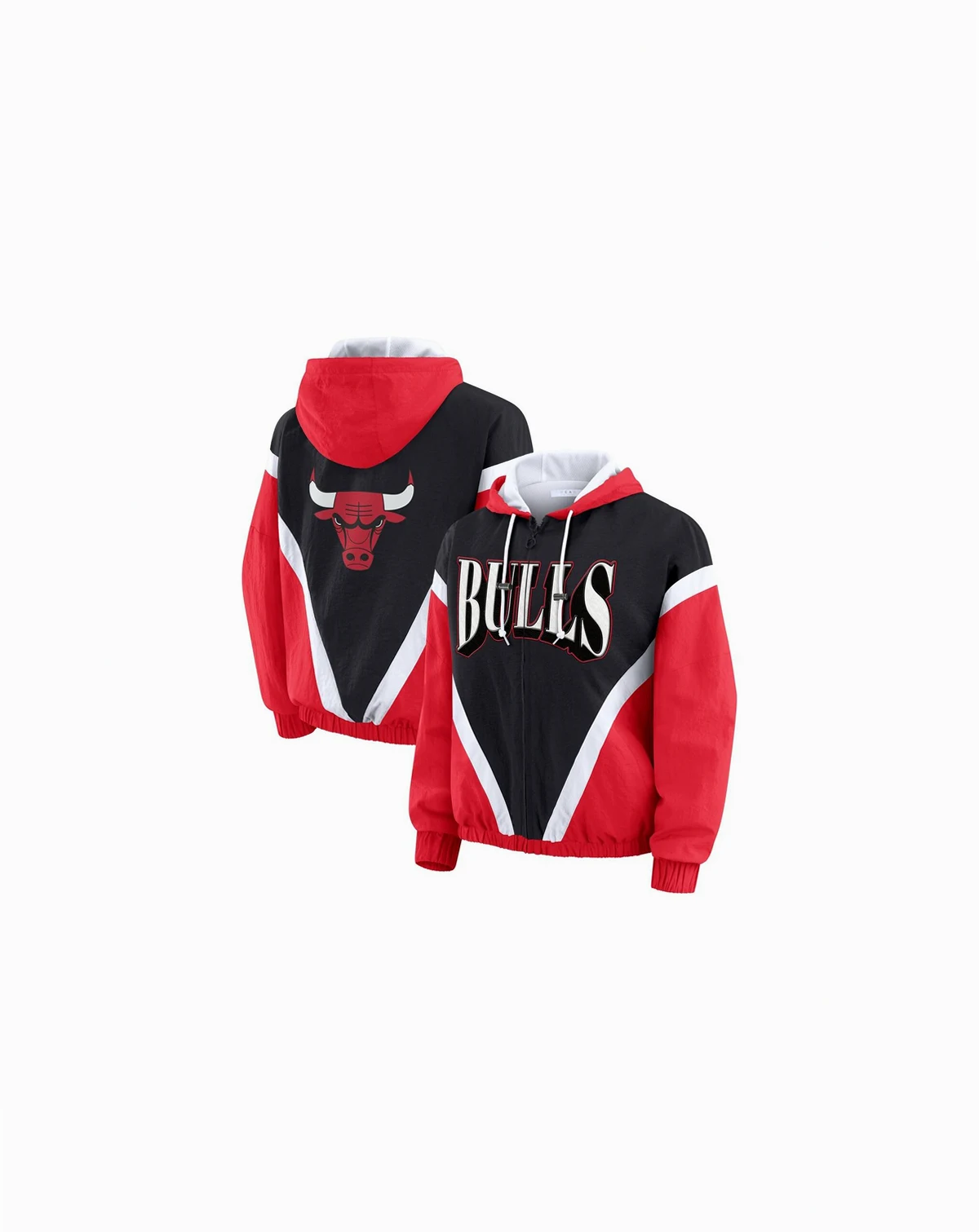 Women's Black/Red Chicago Bulls Color Block Full-Zip Hoodie Windbreaker Jacket