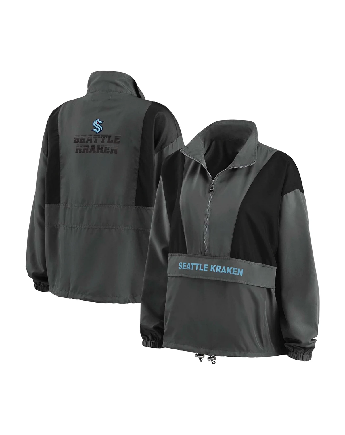 Women's Charcoal Seattle Kraken Popover Packable Half-Zip Jacket