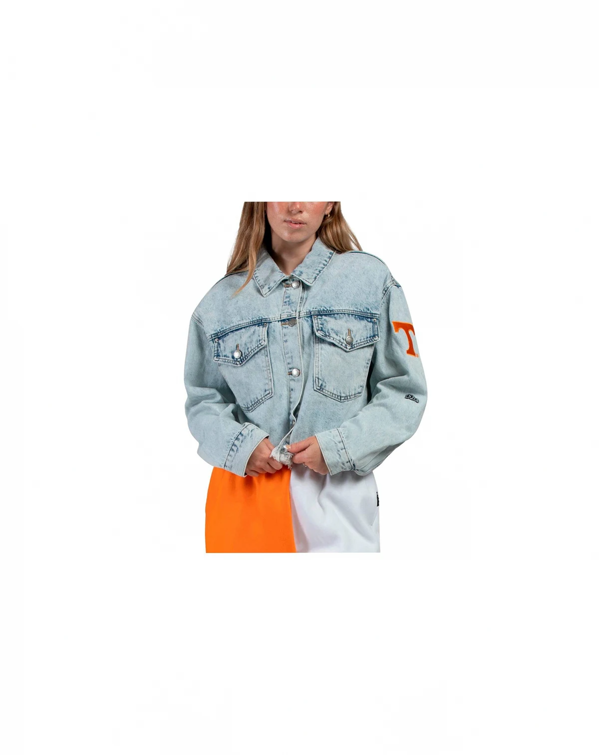 Women's Denim Tennessee Volunteers Lightwash Full-Button Jean Jacket