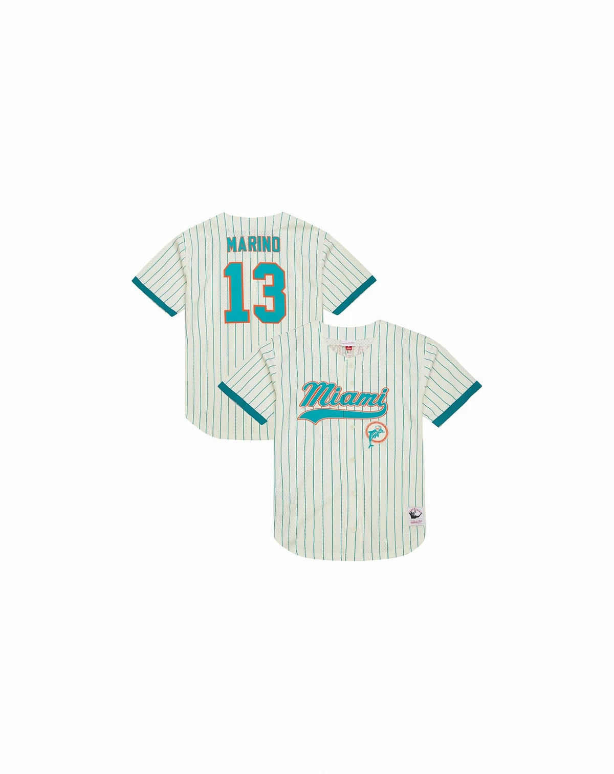 Men's Dan Marino Cream Miami Dolphins Name Number Mesh Button-Up Baseball Jersey