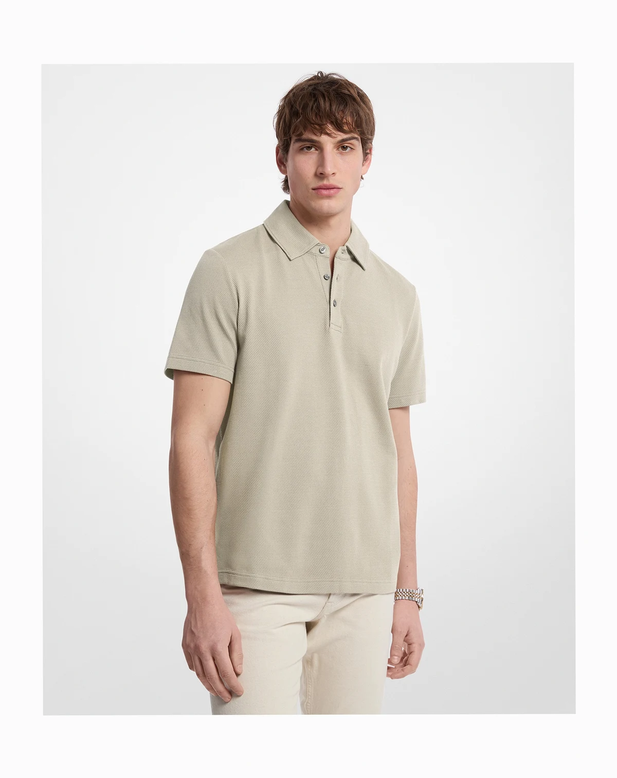 Men's Short-Sleeve Bubble Knit Polo Shirt