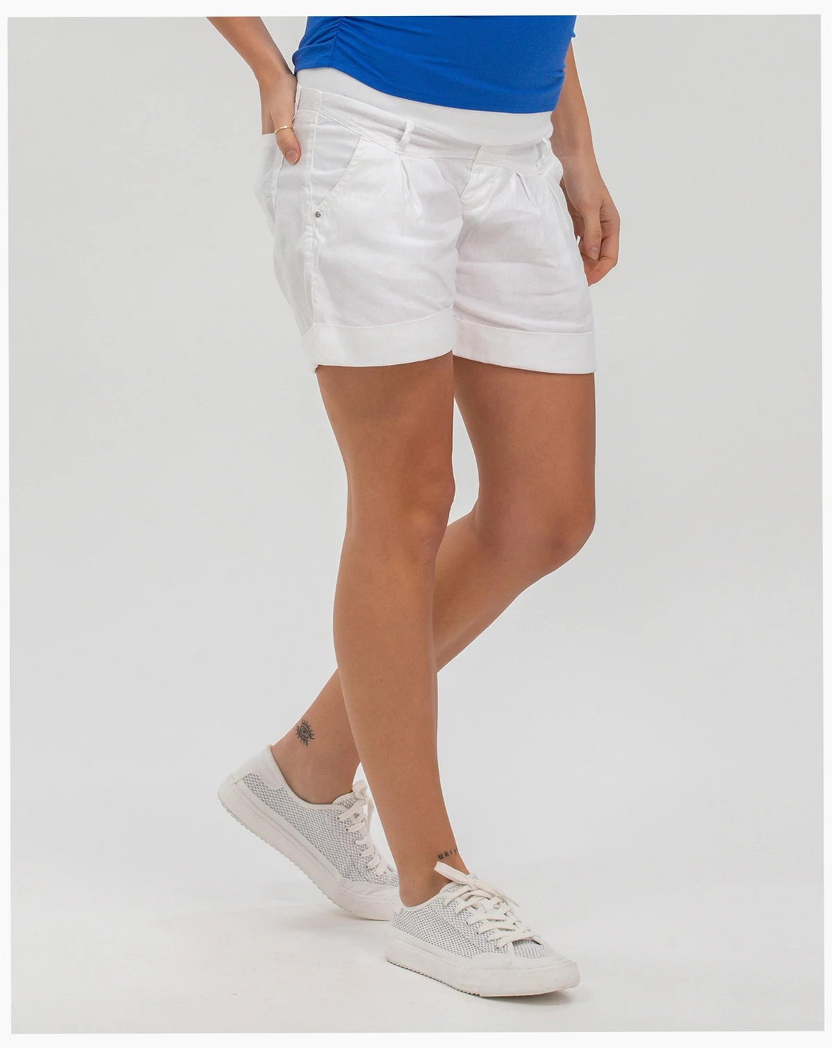 Maternity Linen-Blend Shorts with Stretch Waistband
