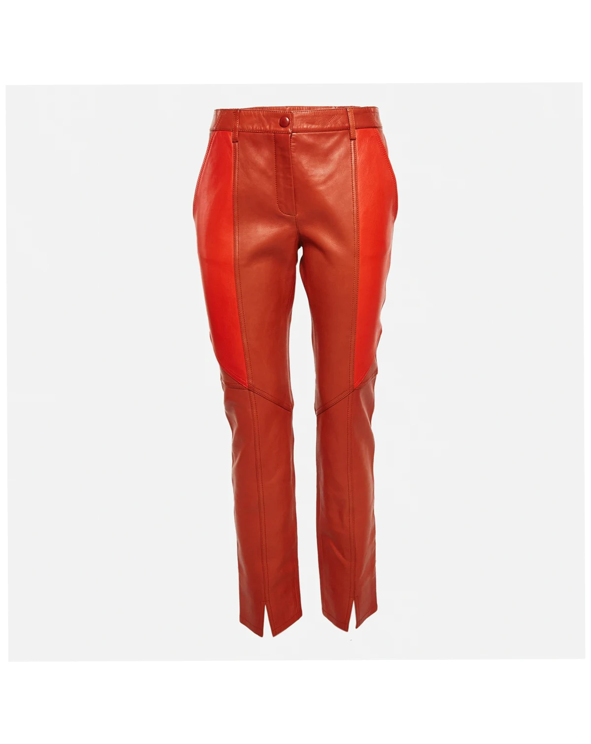 Women's Brown Patchwork Leather Pants