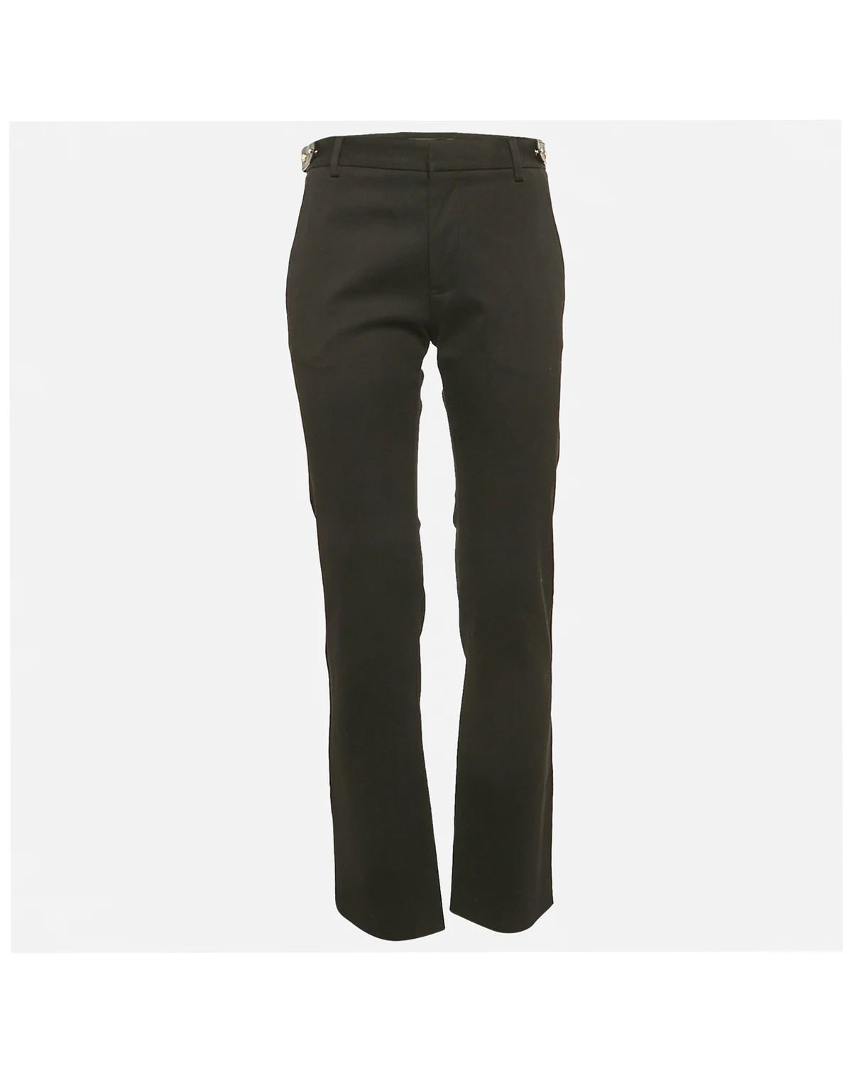Women's Black Gabardine Belt Detail Trousers
