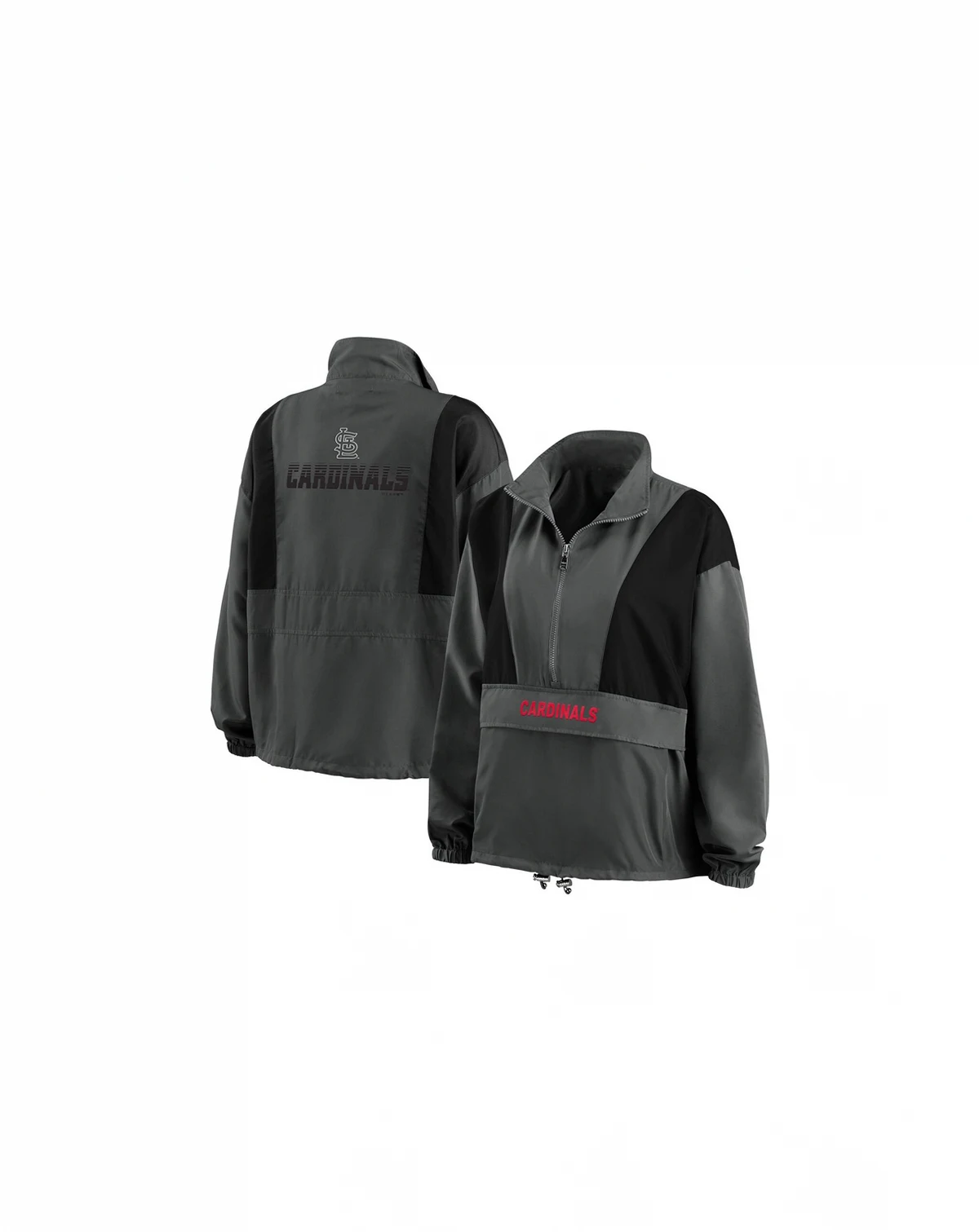 Women's Charcoal St. Louis Cardinals Packable Half-Zip Jacket