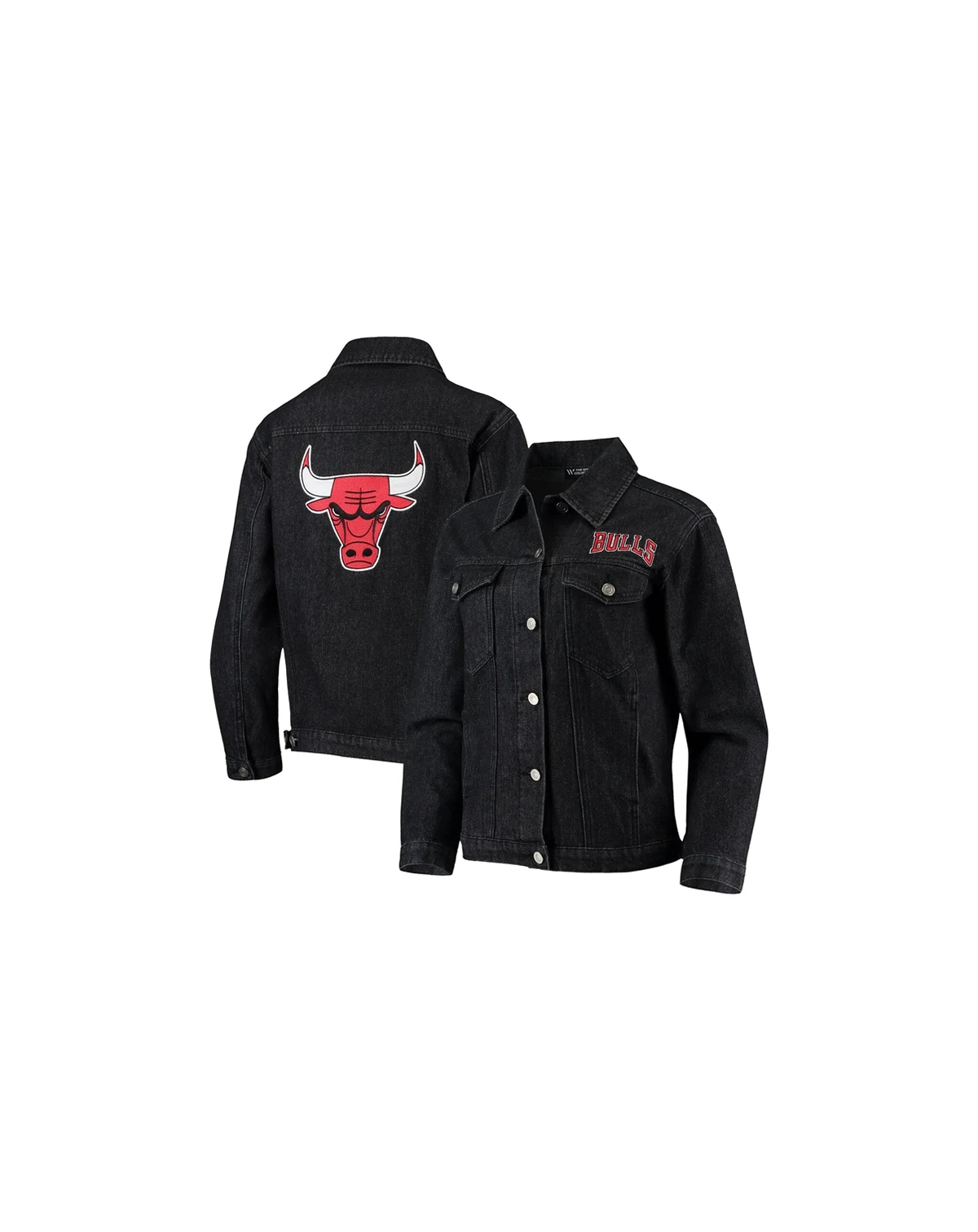 Women's Black Chicago Bulls Patch Denim Button-Up Jacket