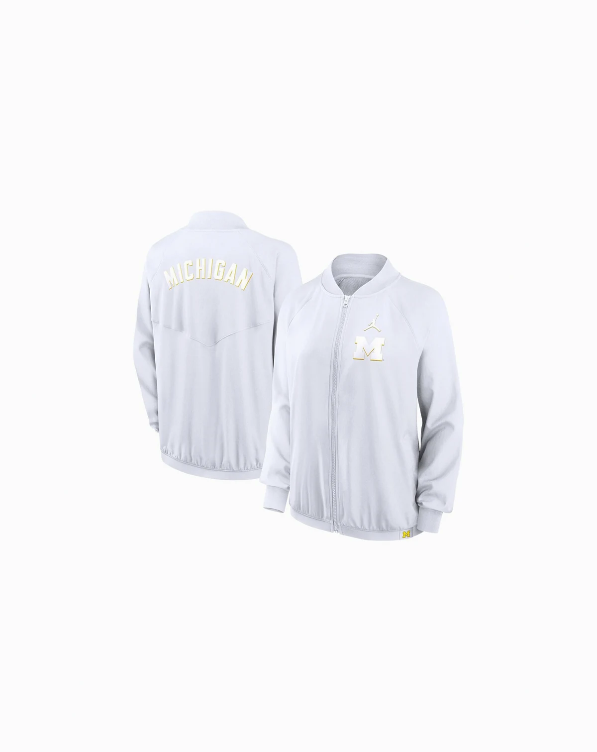Women's White Michigan Wolverines Statement Bomber Raglan Full-Zip Jacket