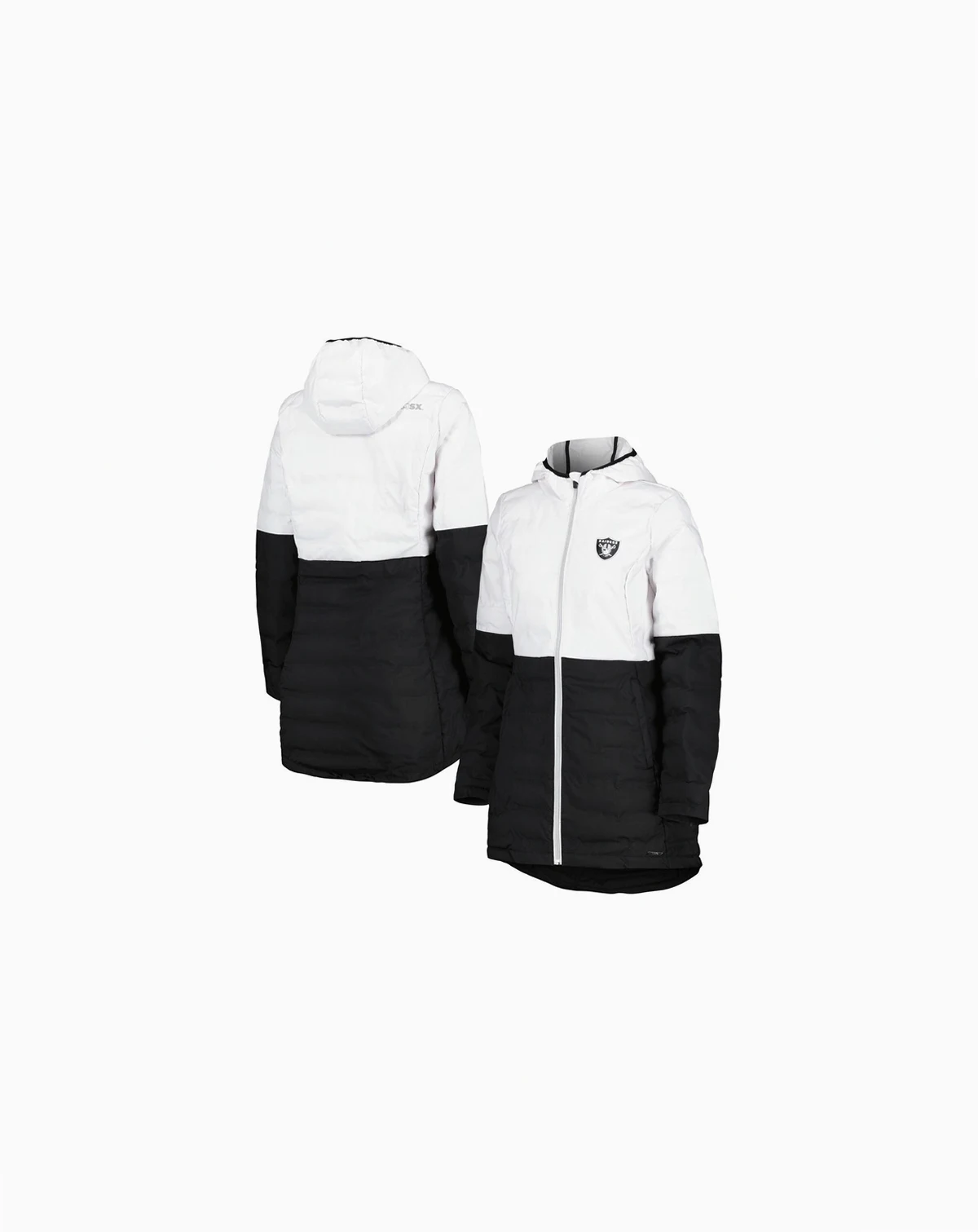 Women's White, Black Las Vegas Raiders Willow Quilted Hoodie Full-Zip Jacket